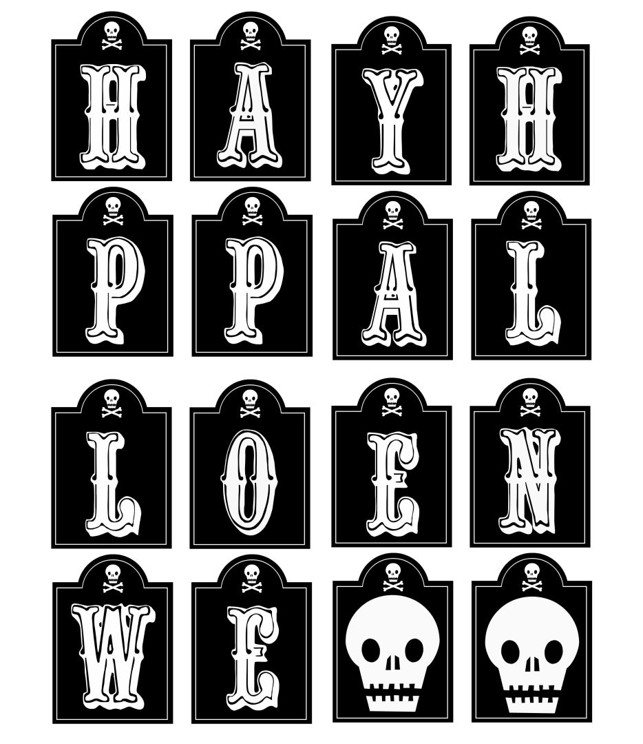 Printable Halloween Skull Banner