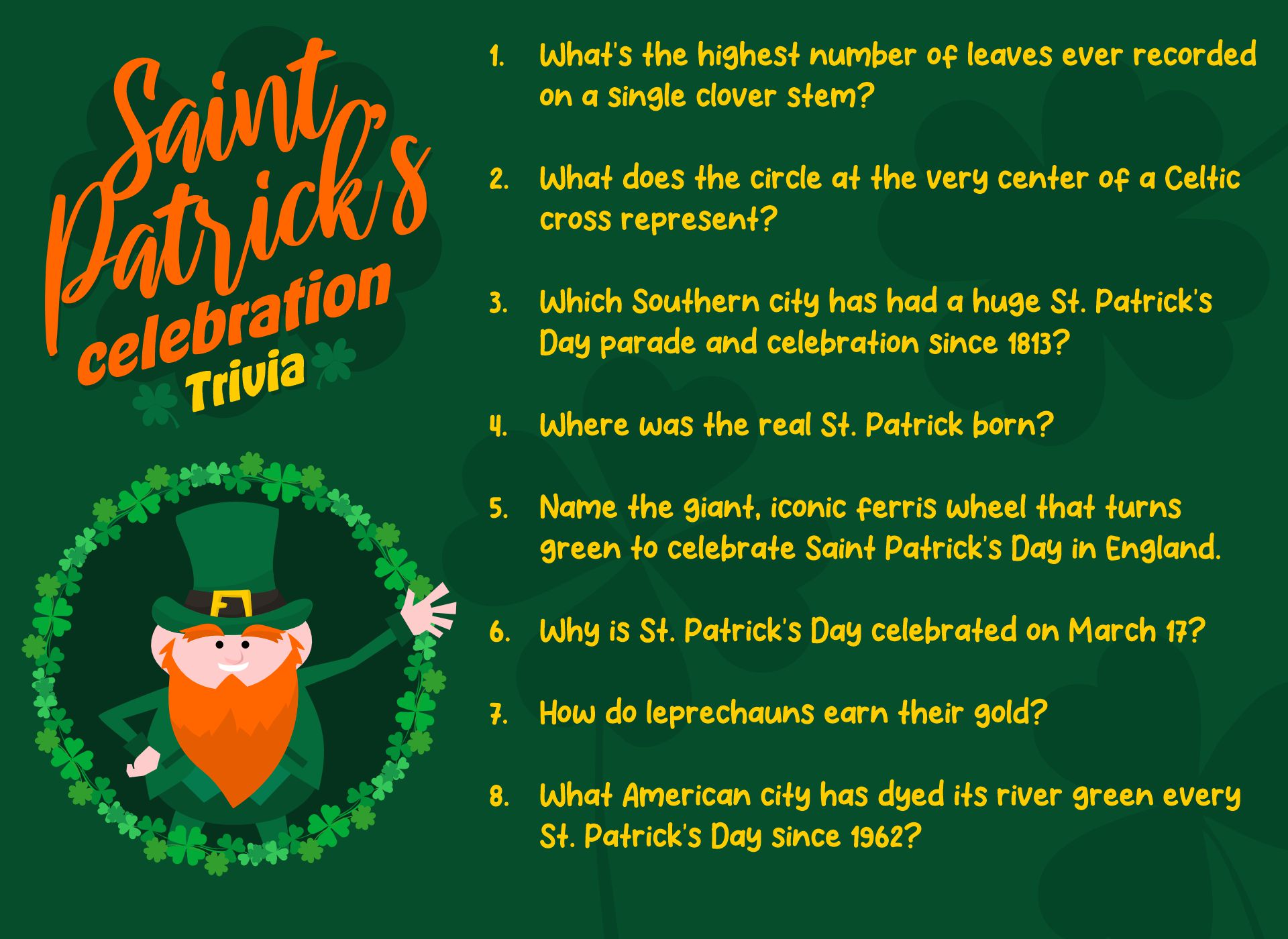 St. Patricks Day Trivia Printable