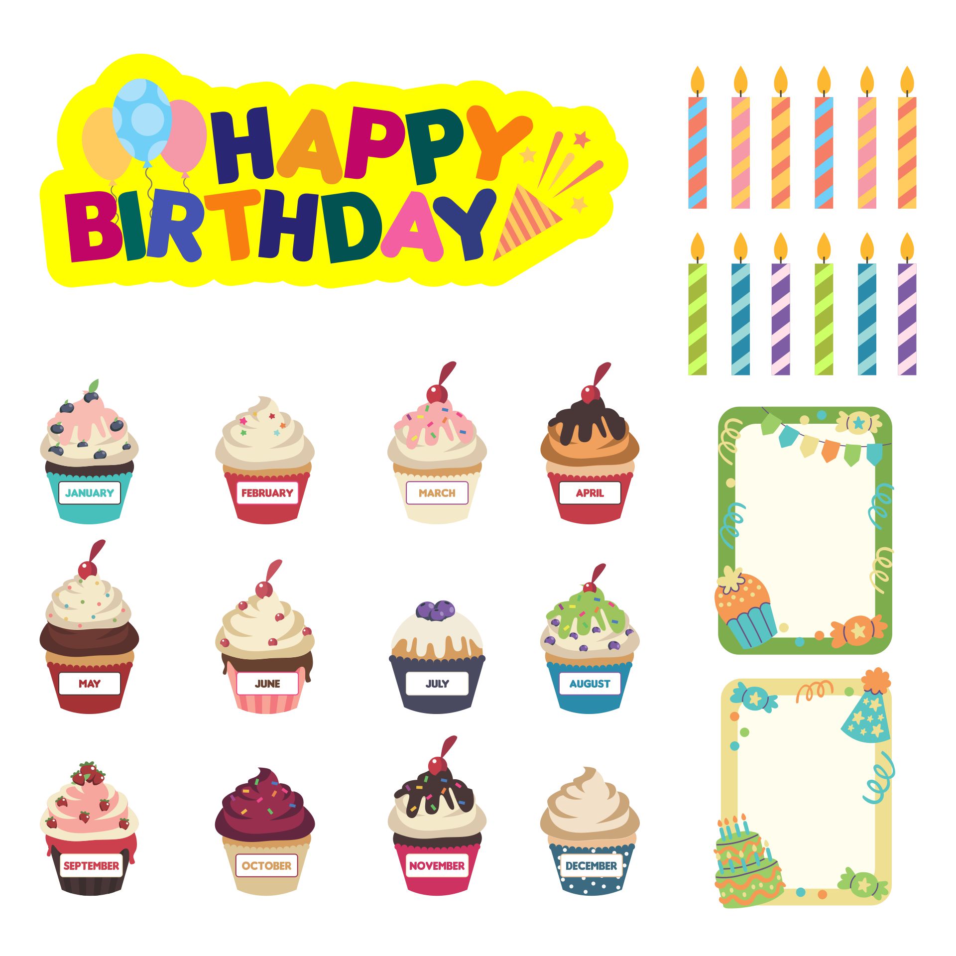 Birthday Cupcake for Classroom Calendar Printables