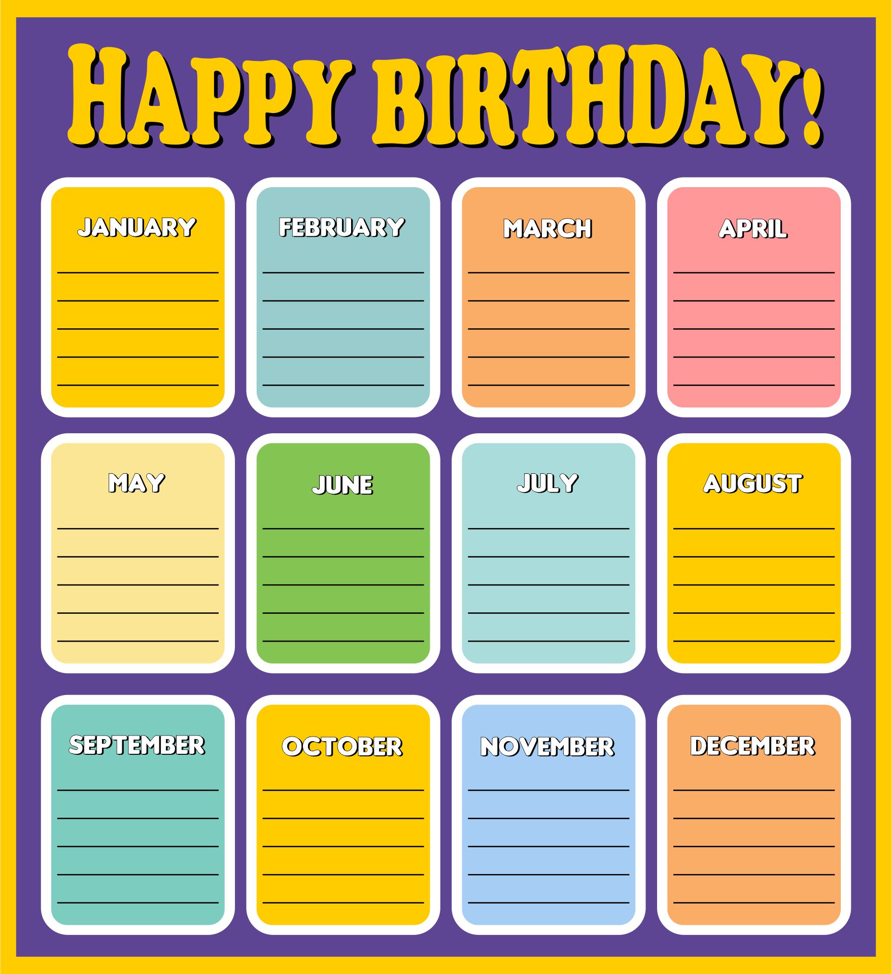 10 Best Printable For Classroom Birthday Charts Printablee
