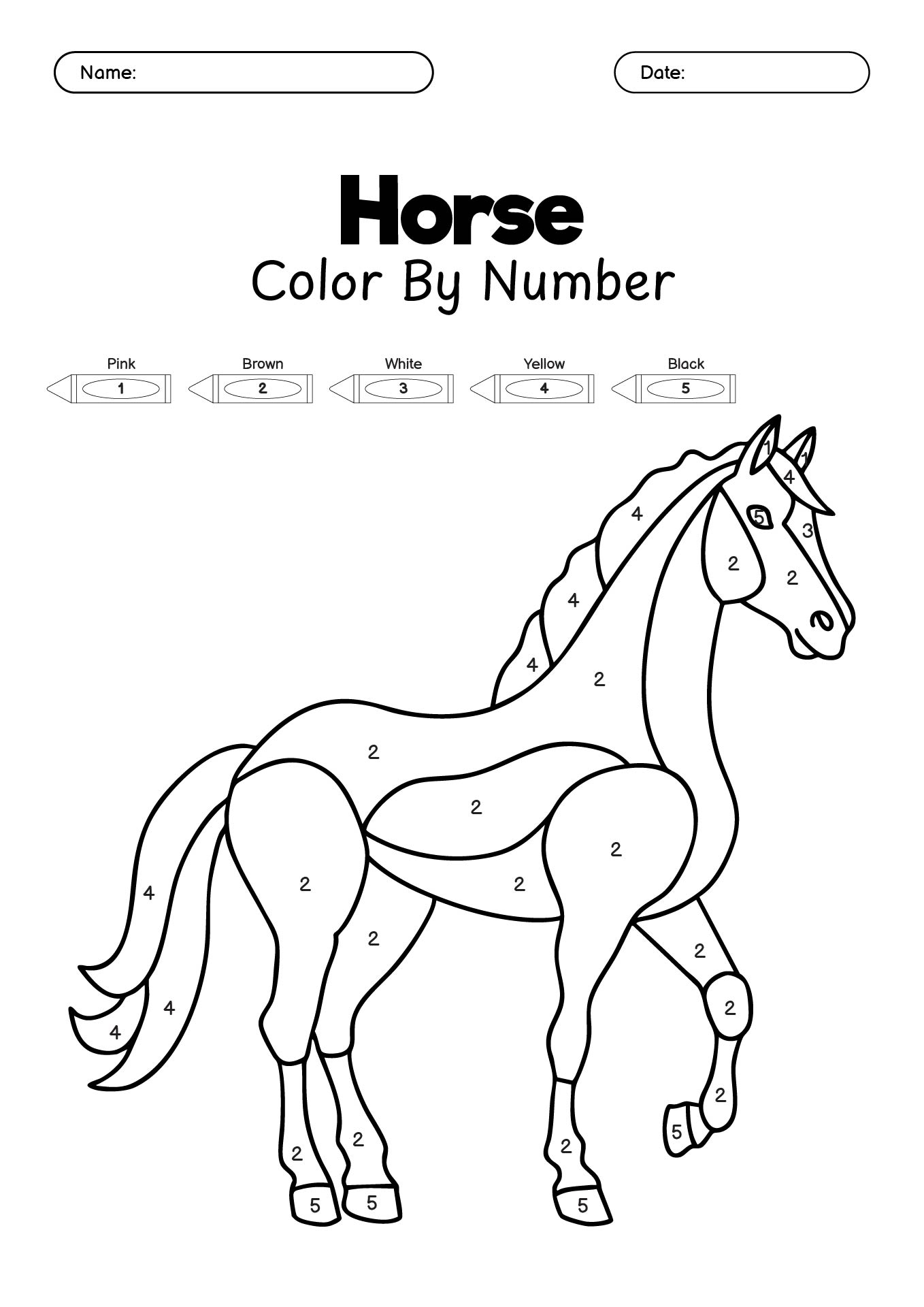 10 Best Horses Paint By Number Printable PDF For Free At Printablee