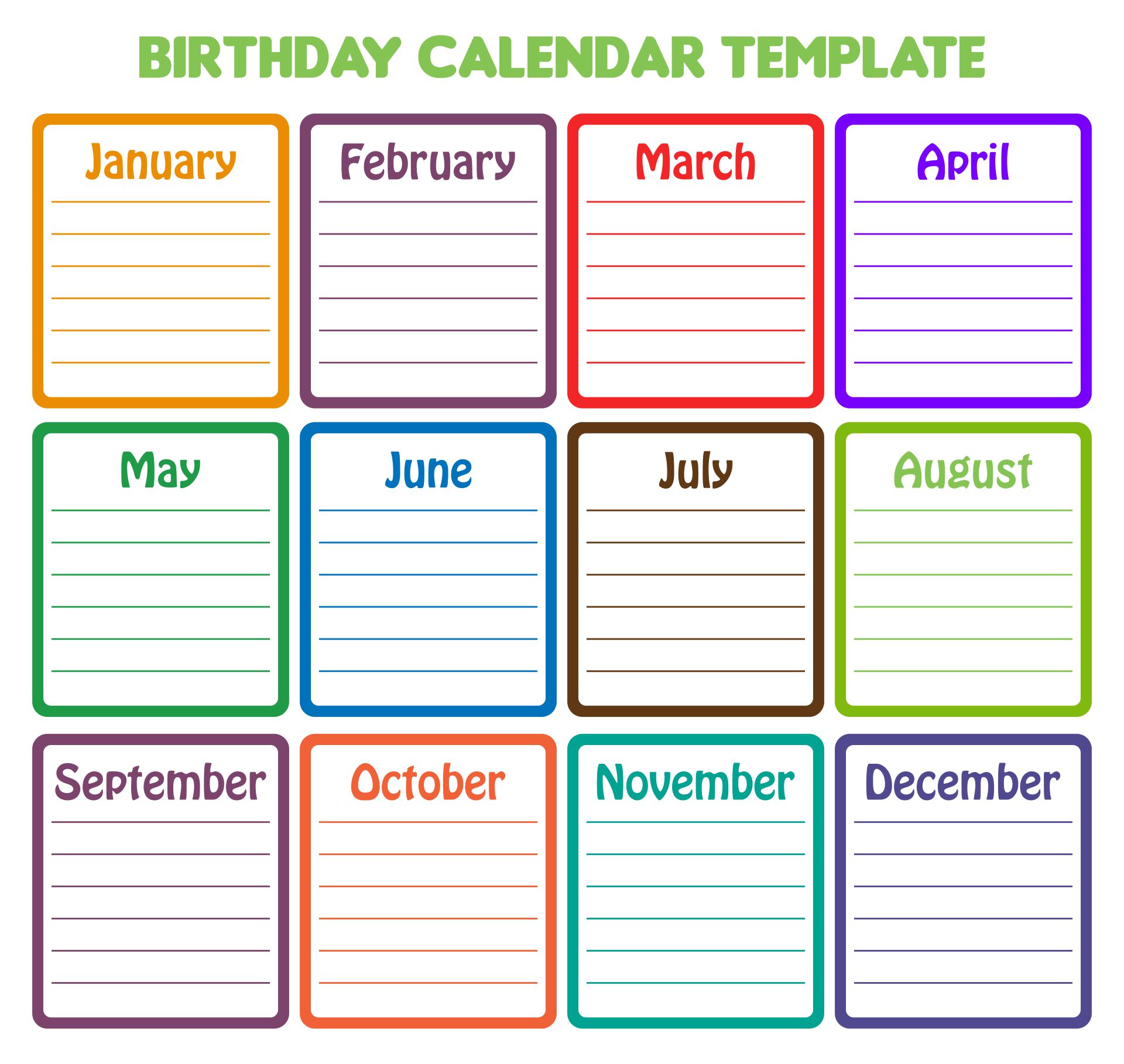 Free Printable Birthday Calendar For Classroom