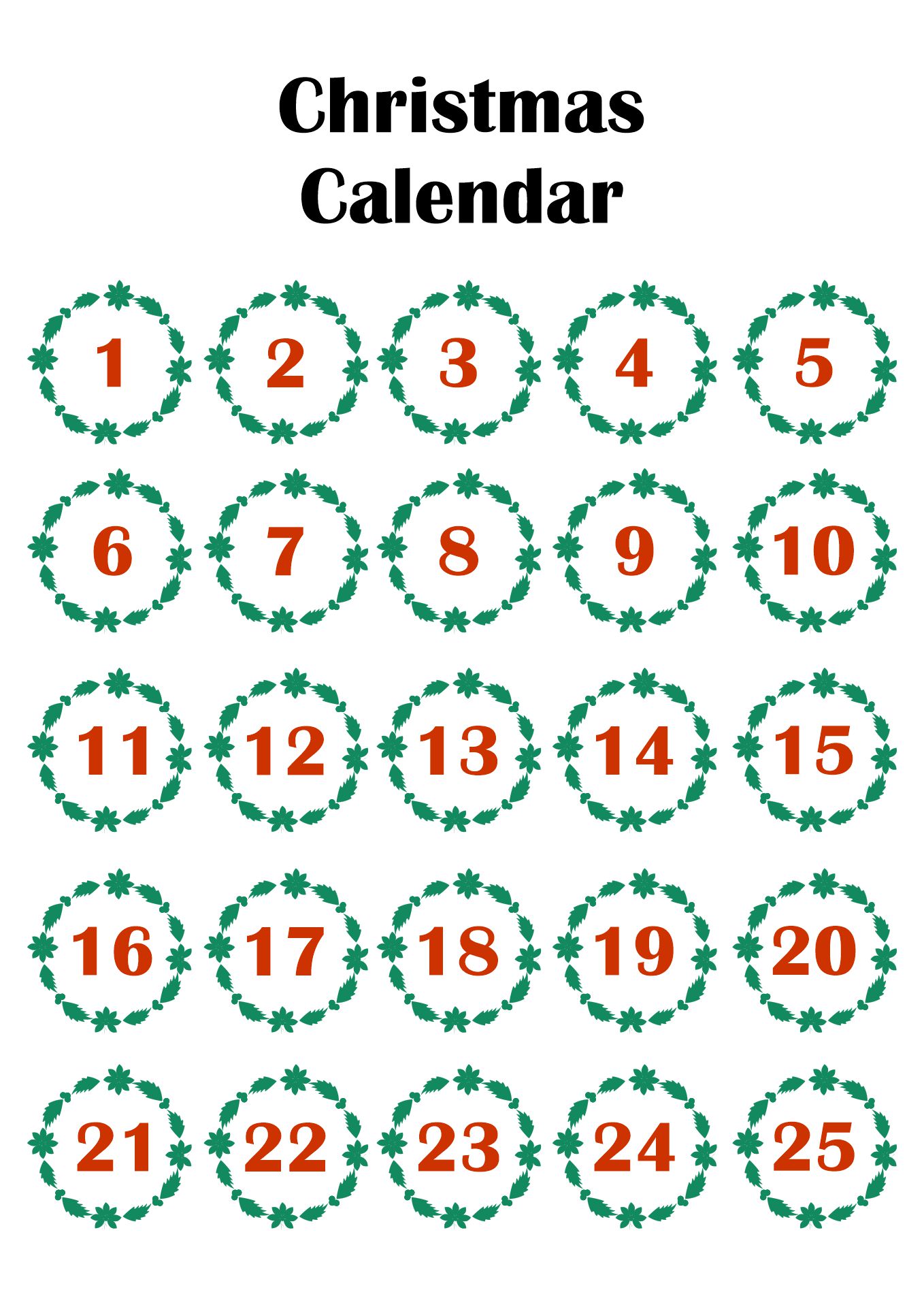 10 Best Printable December Calendar Numbers Printablee