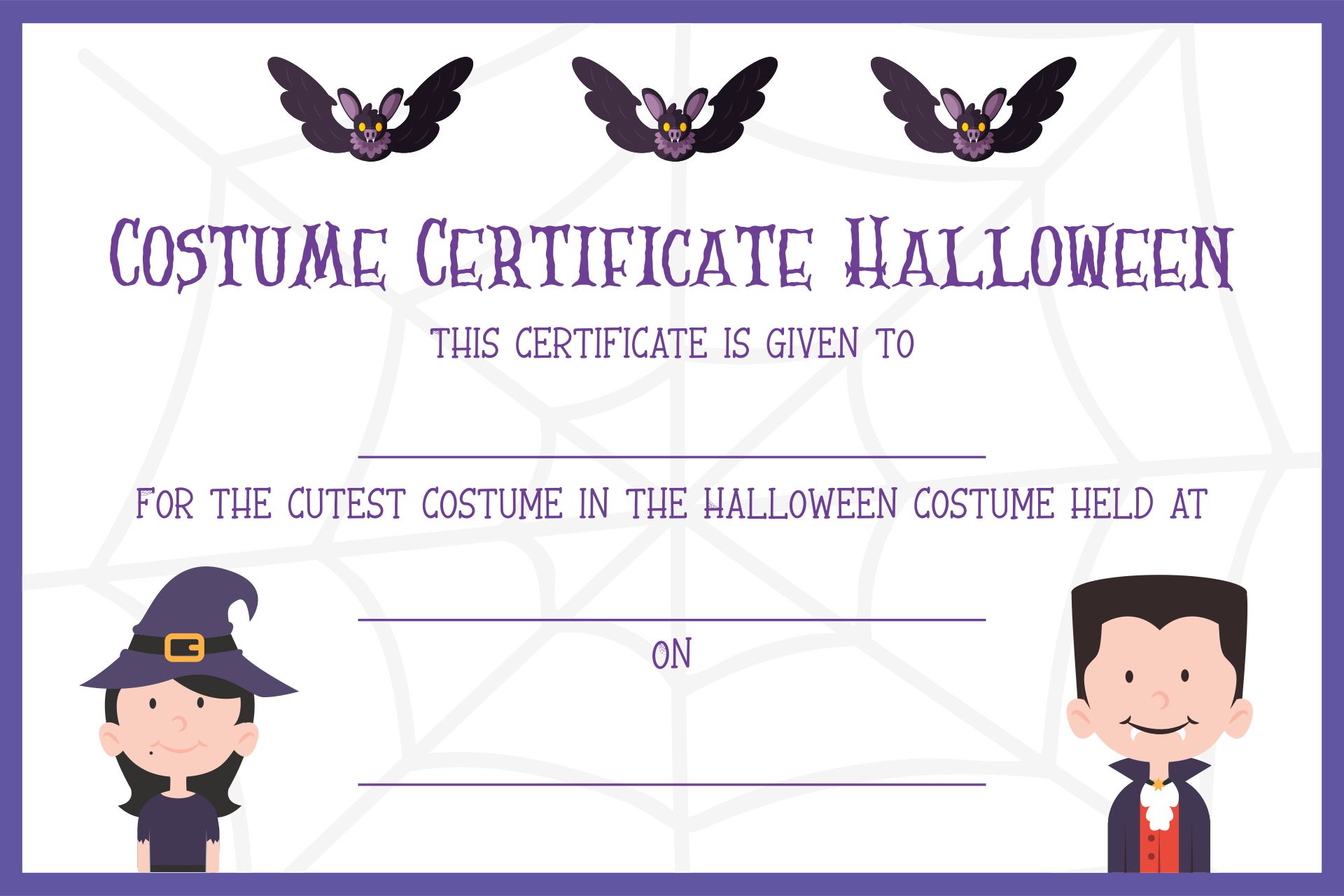 Best Costume Award Printable