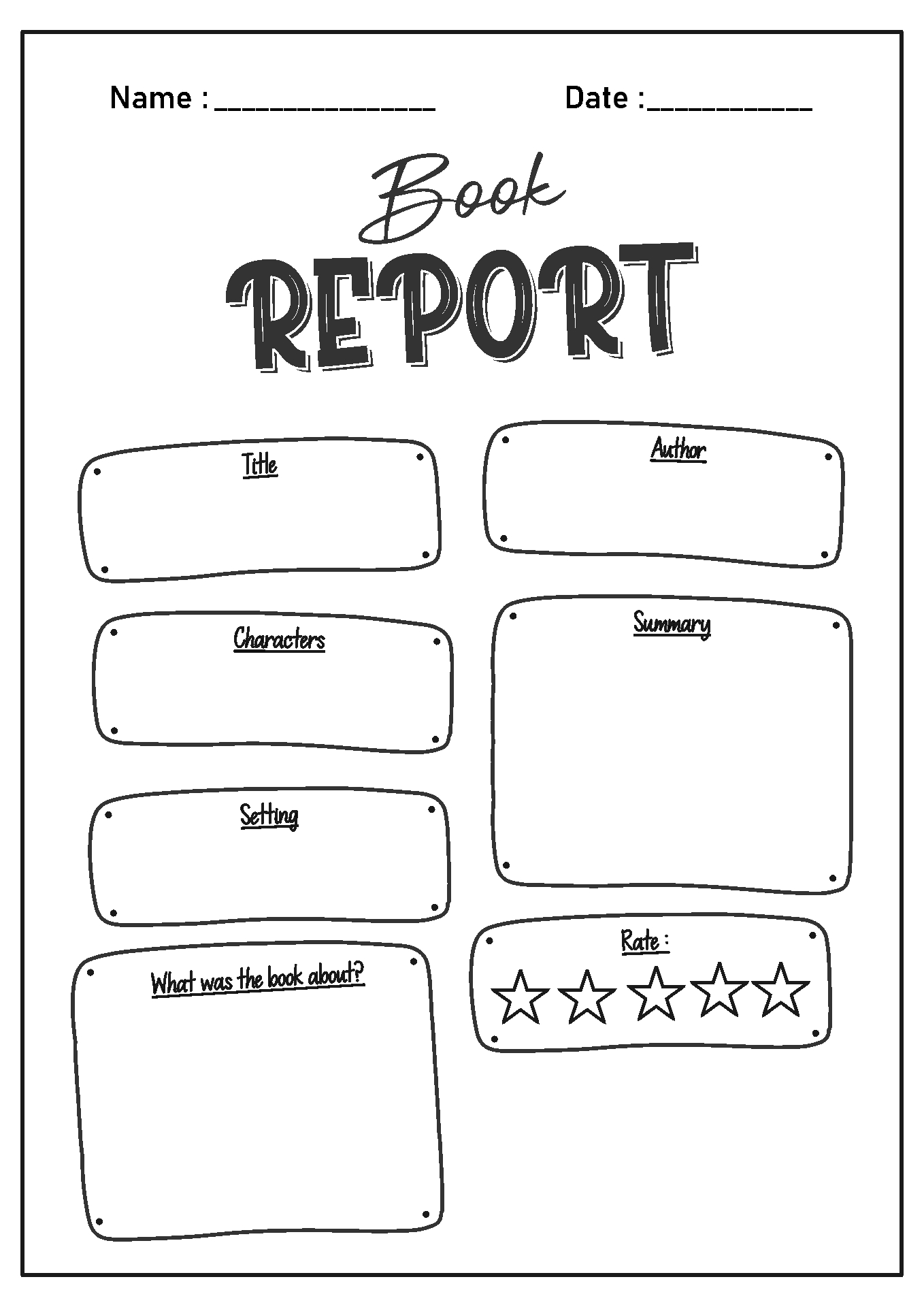 Book report template printable Book report template printable picture