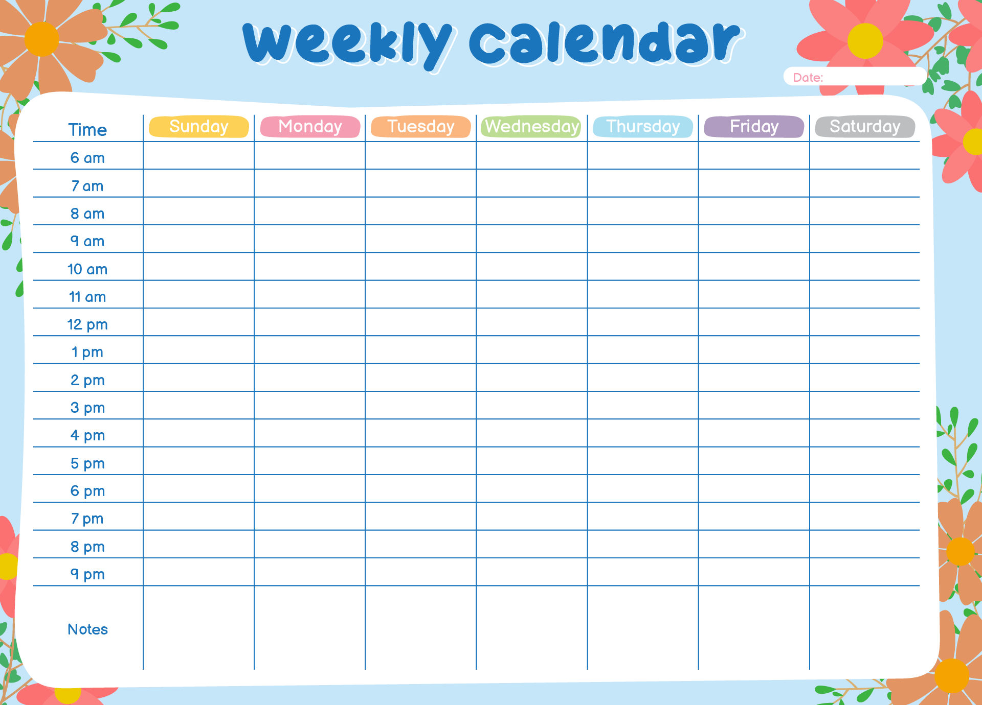 7 Day Printable Weekly Calendar Calendar Printables Free Templates 