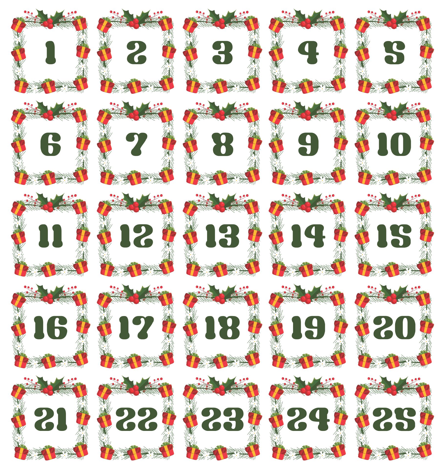 10 Best Printable December Calendar Numbers