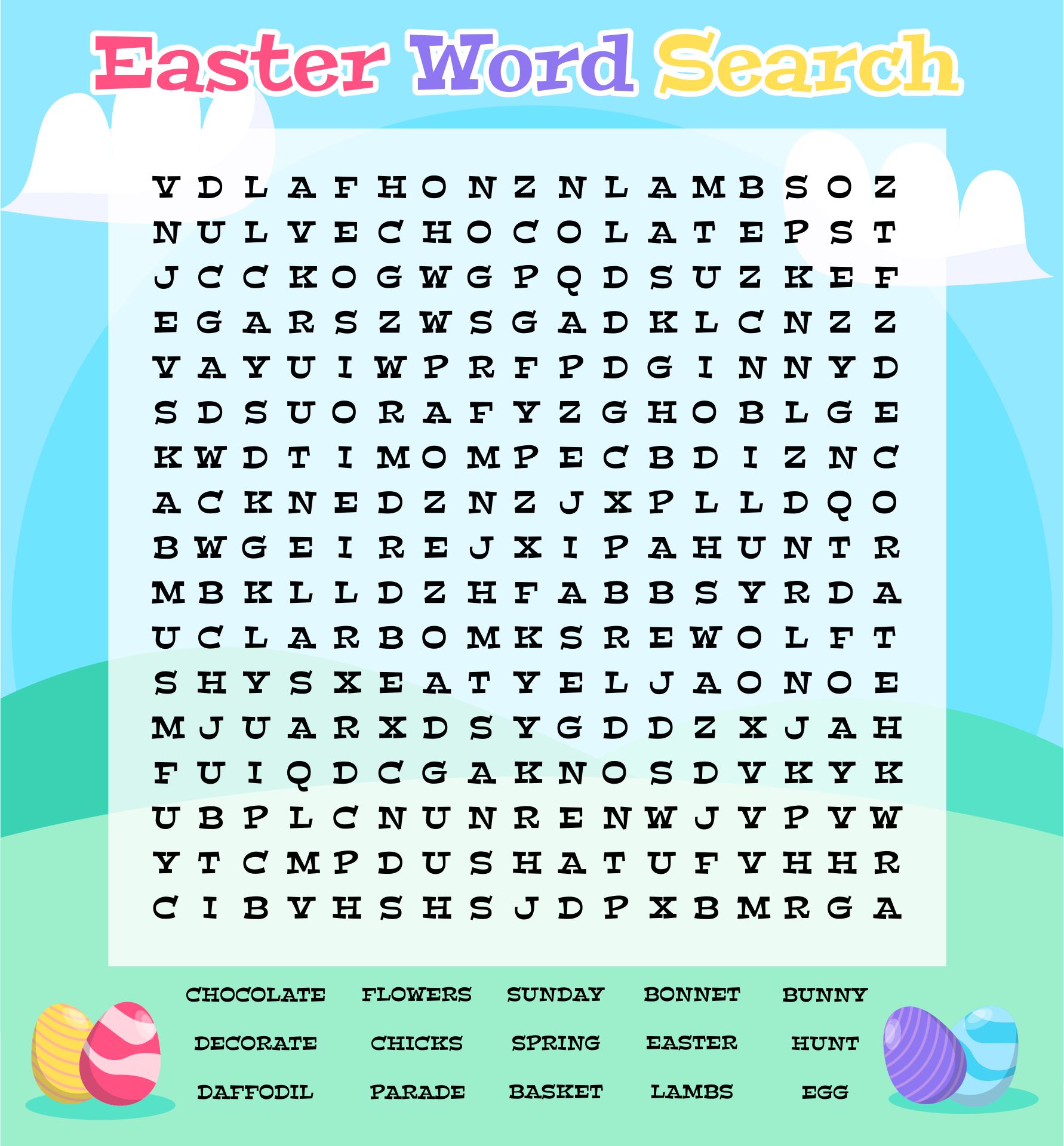 Printable Easter Word Search Puzzles