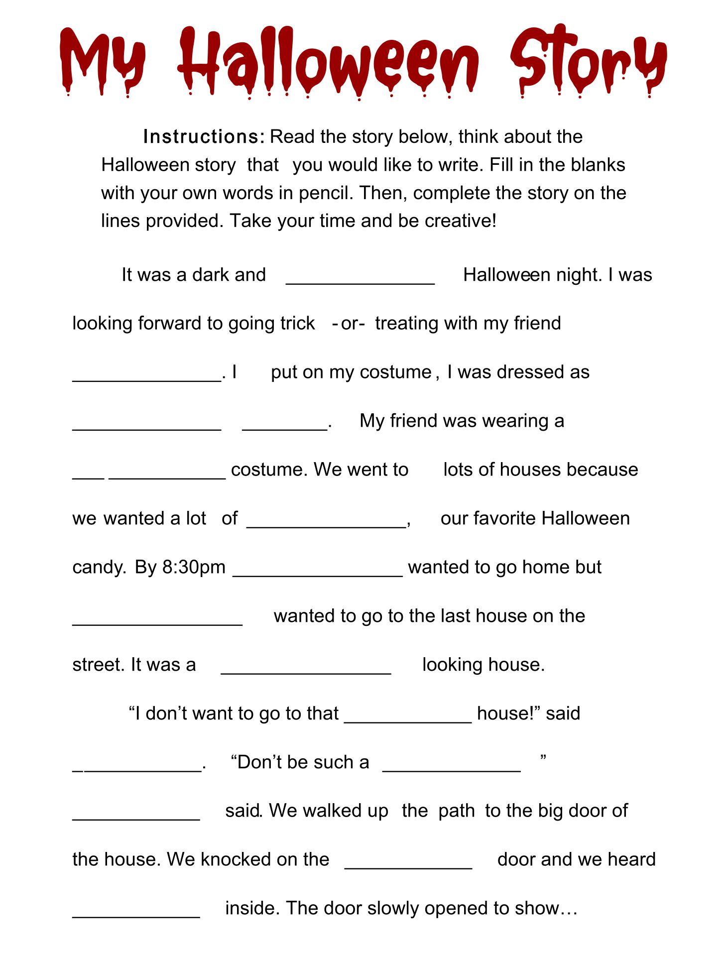 Printable Halloween Short Stories