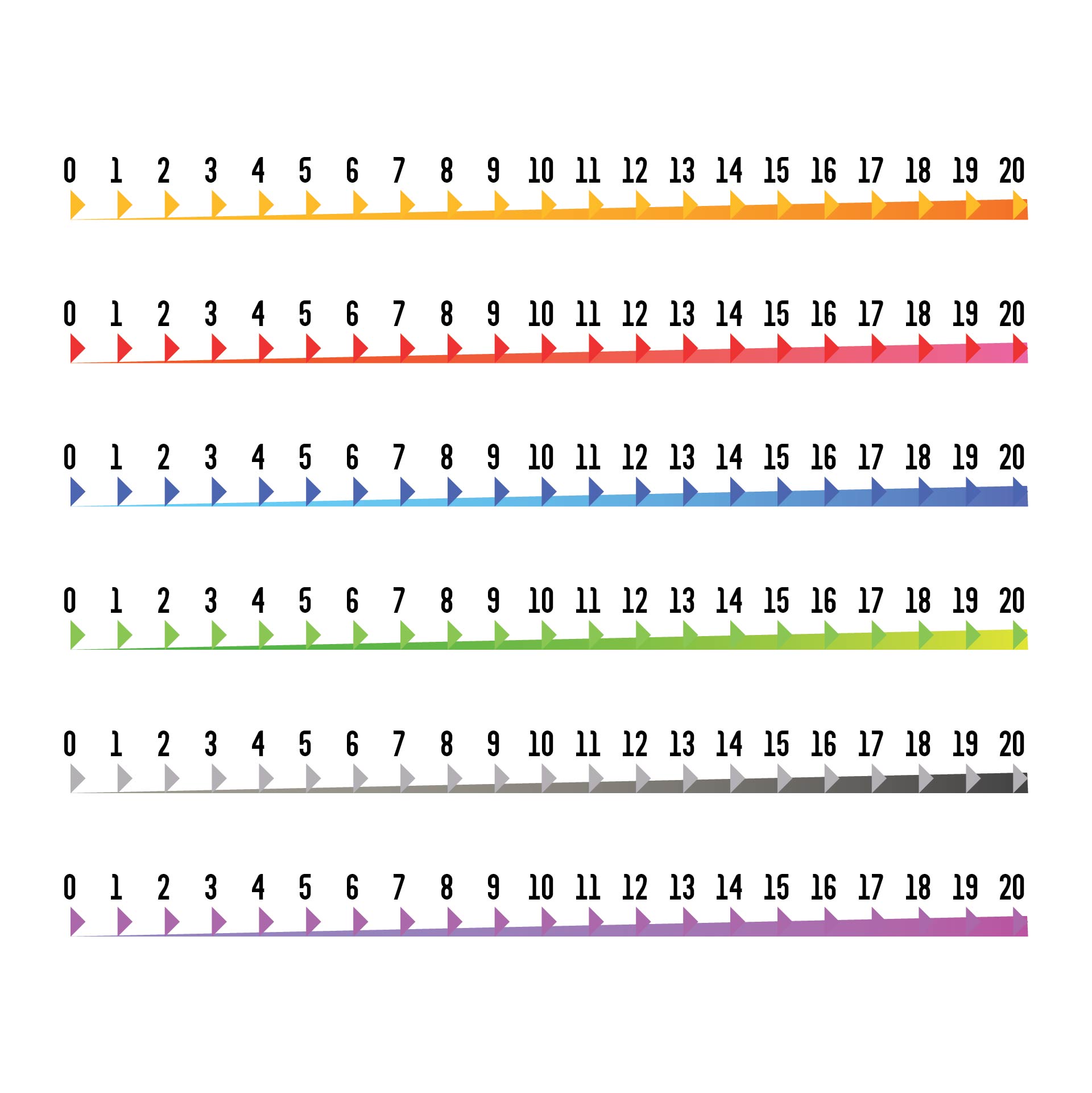 Printable Number Line to 20