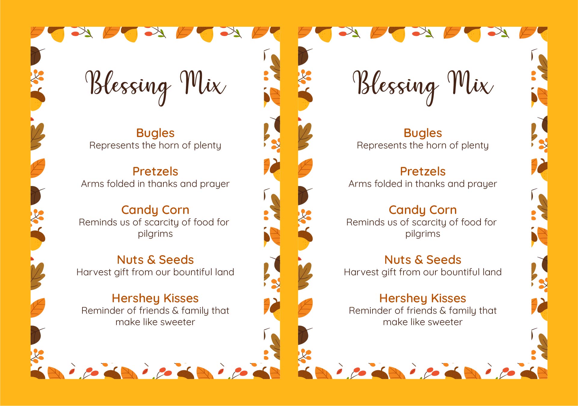 Thanksgiving Blessing Mix Printable Tags