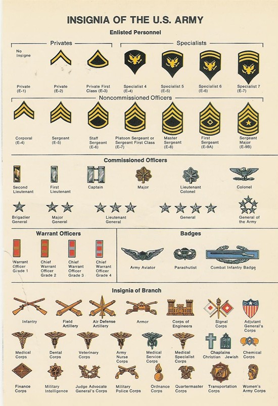U.S. Army Rank Insignia Chart