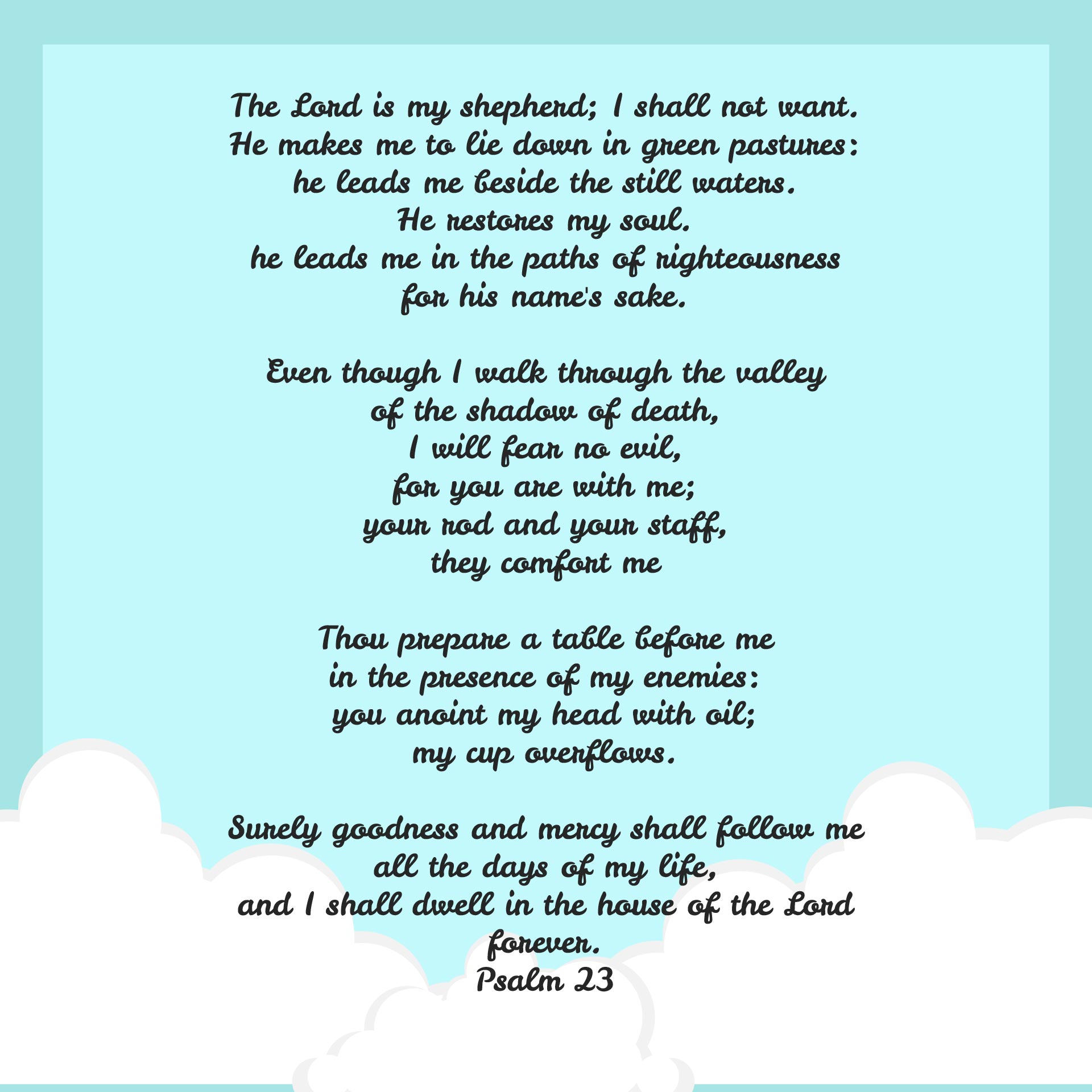 Psalm 23 Nkjv Printable - Printable World Holiday