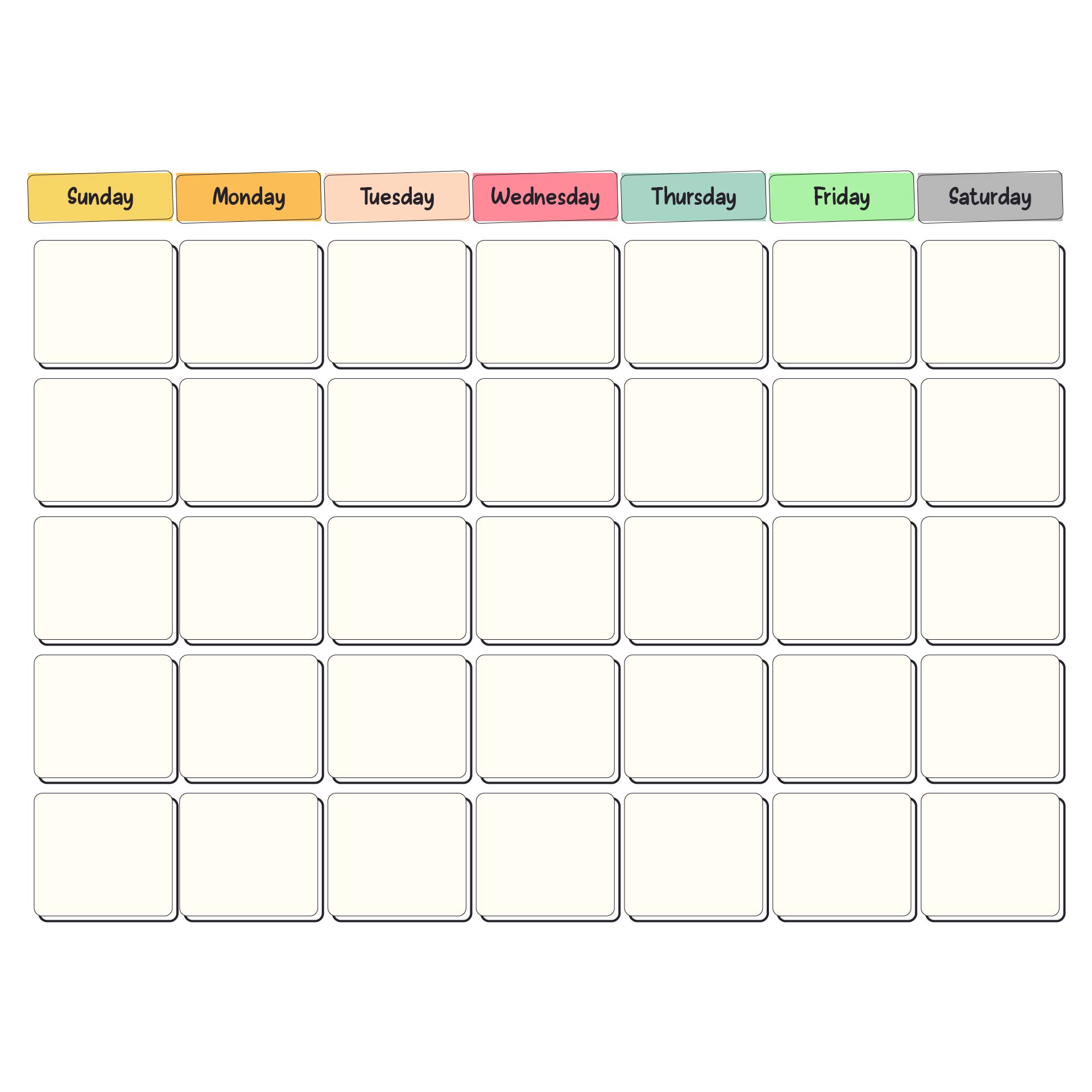 Blank Calendar Grid Template
