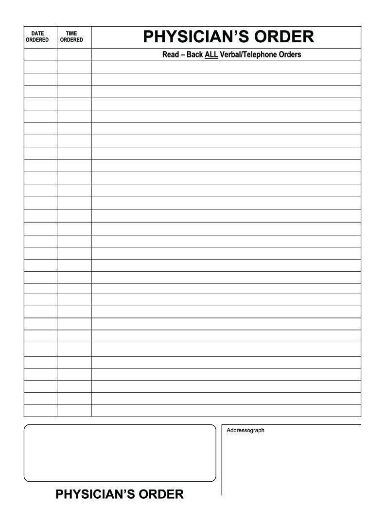 Free Printable Physician Order Forms