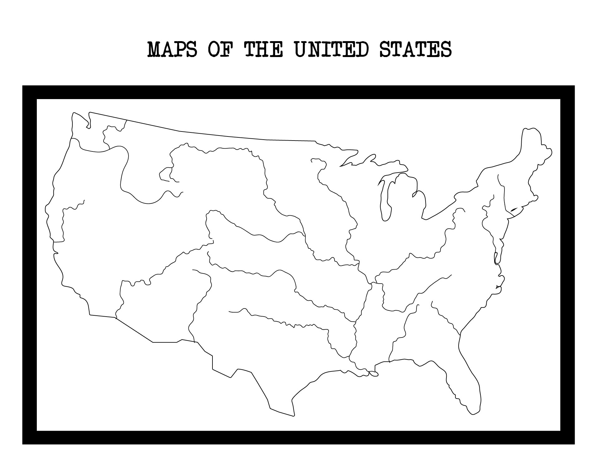 Blank United States Map with Rivers