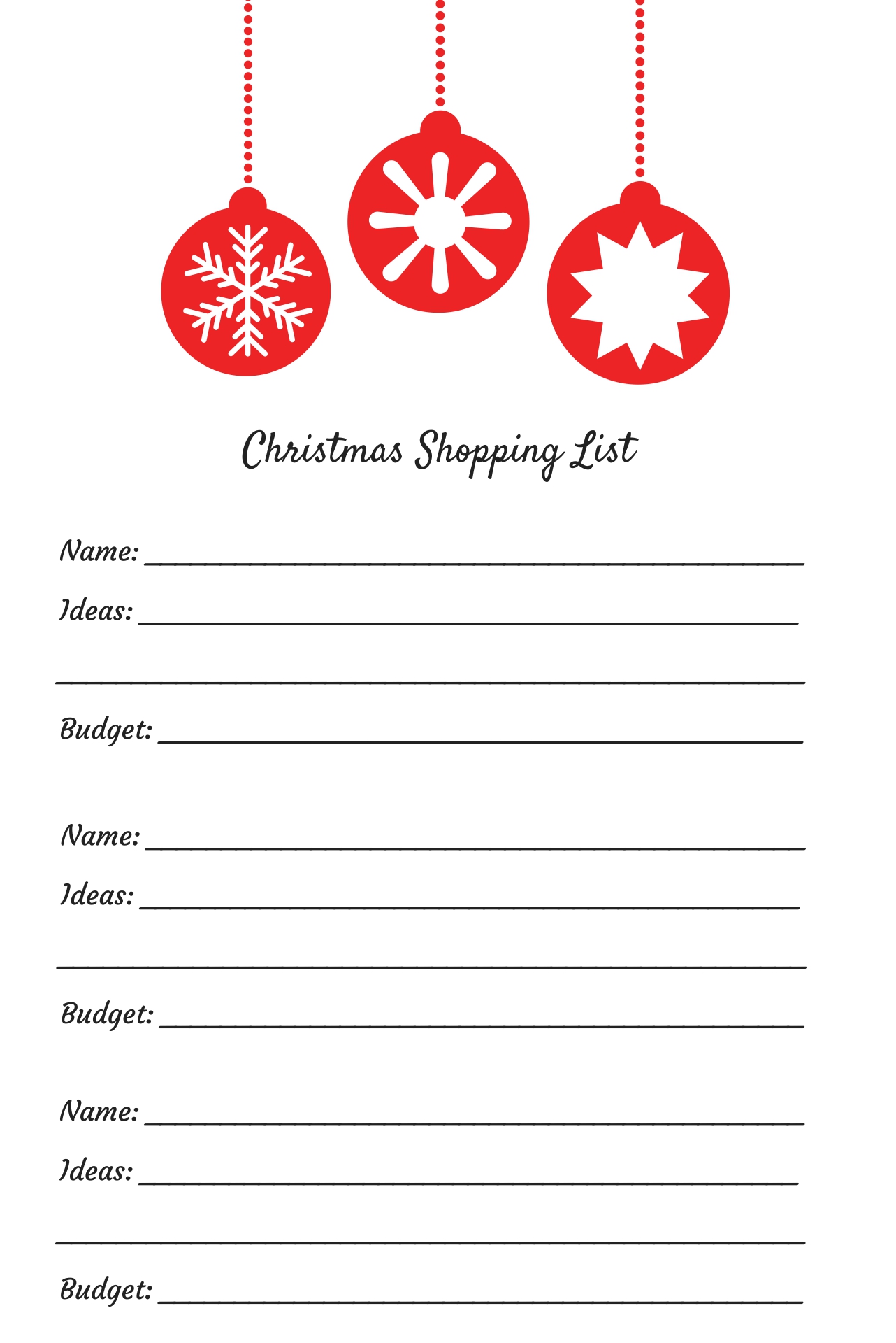 6 Best Printable Christmas Shopping List PDF For Free At Printablee