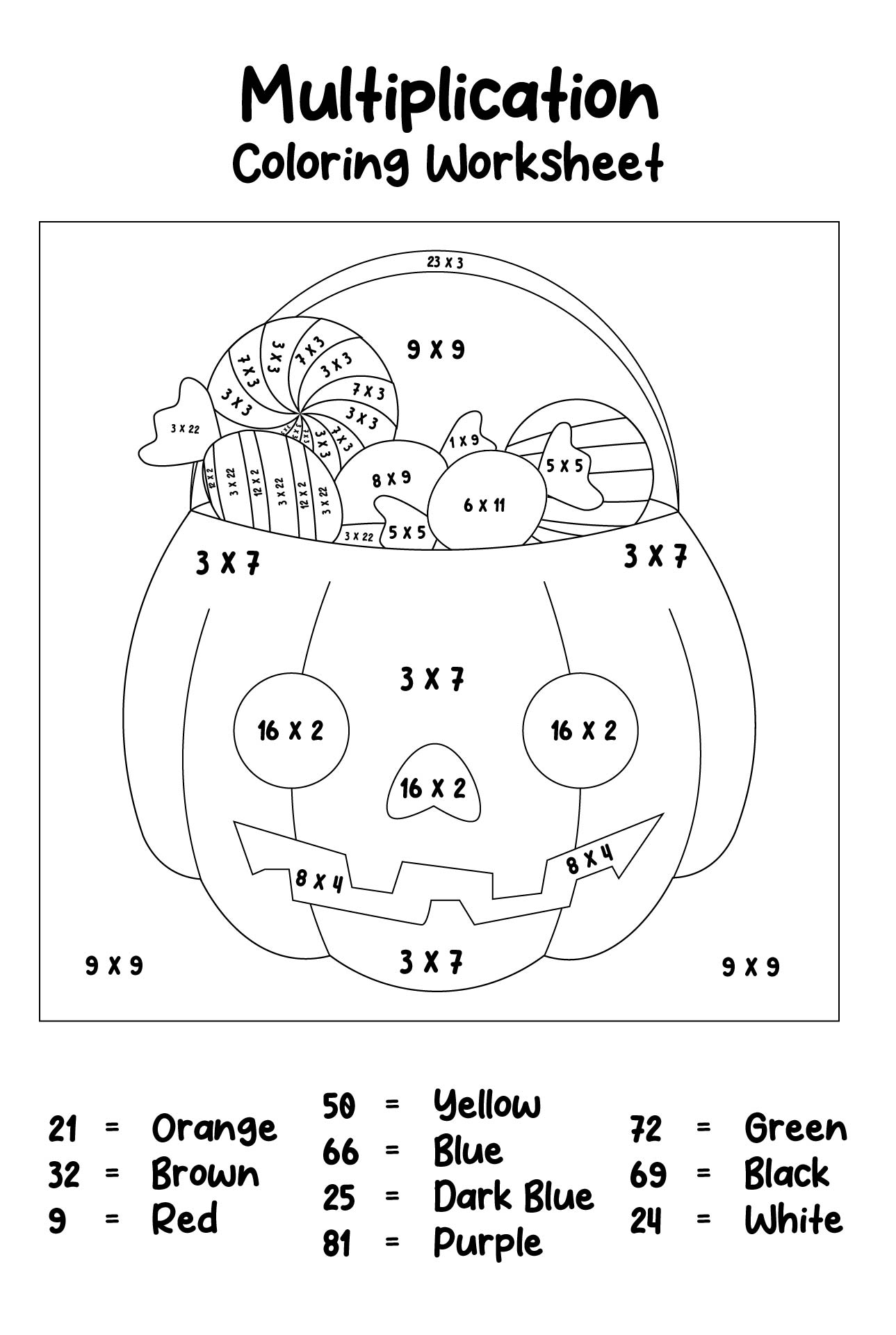 Multiplication Coloring Pages Printable