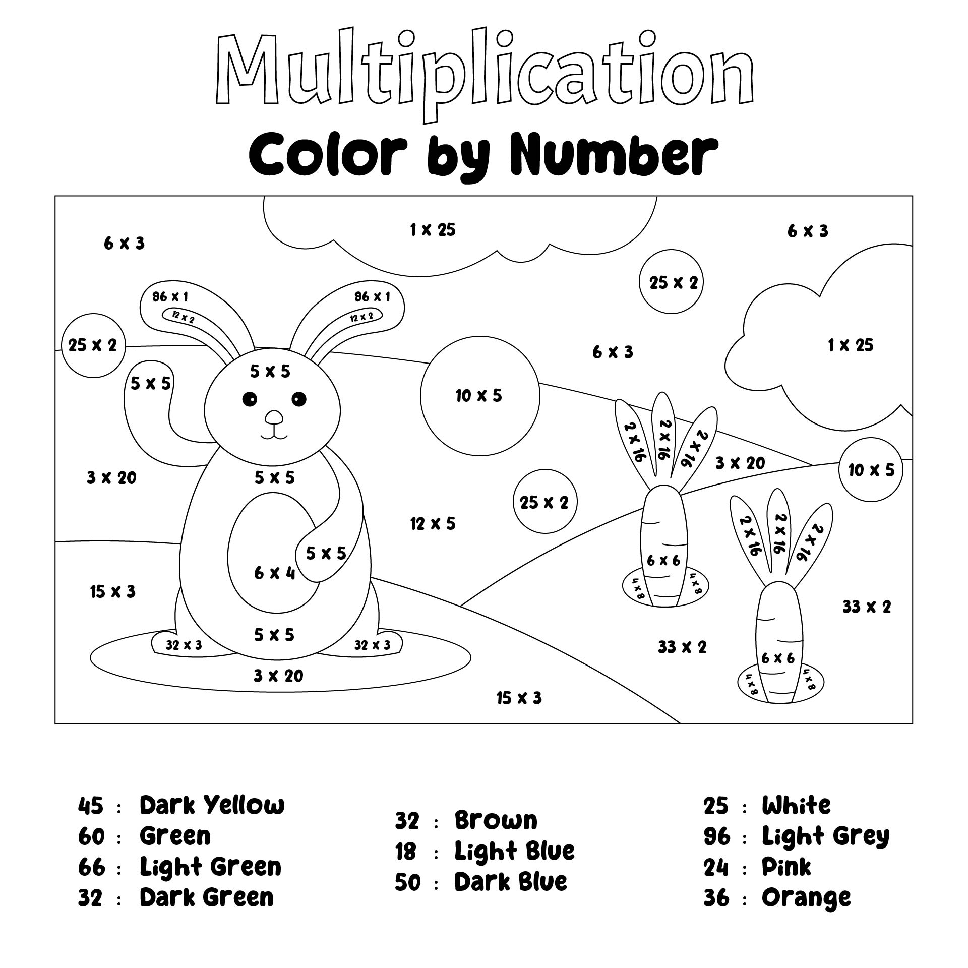 Multiplication Color by Number Pages