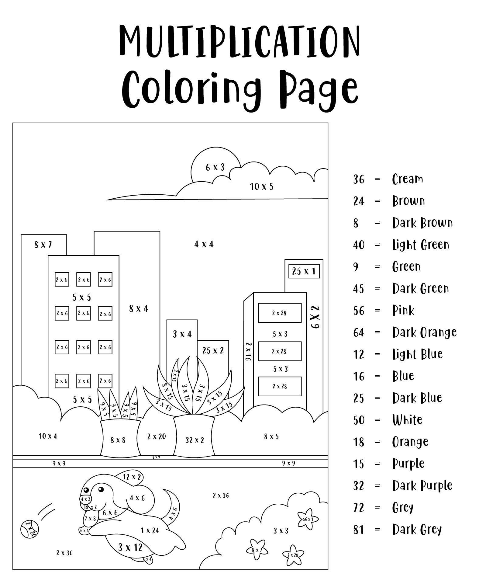 Multiplication Table Coloring Pages