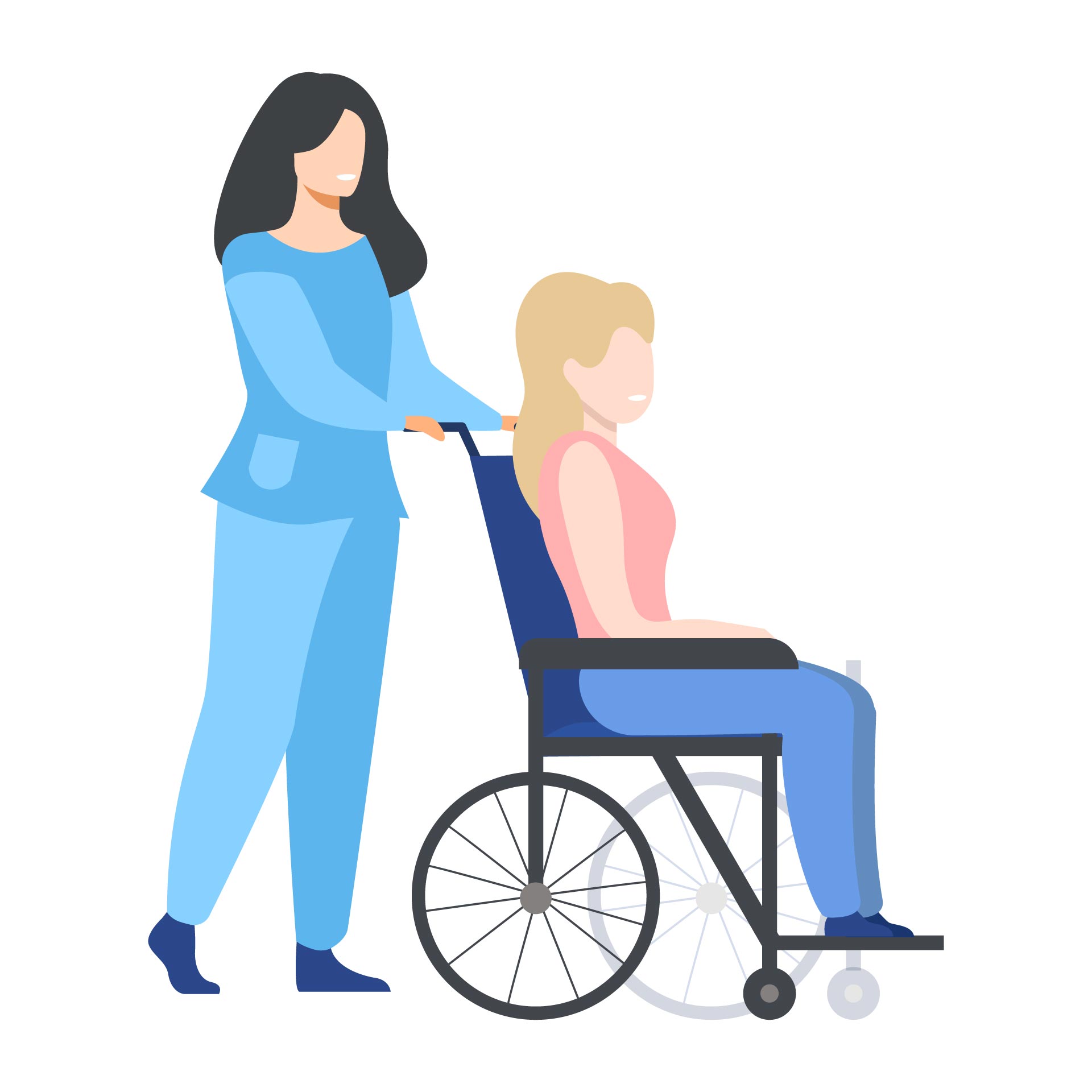Nurse Pushing Wheelchair Clip Art