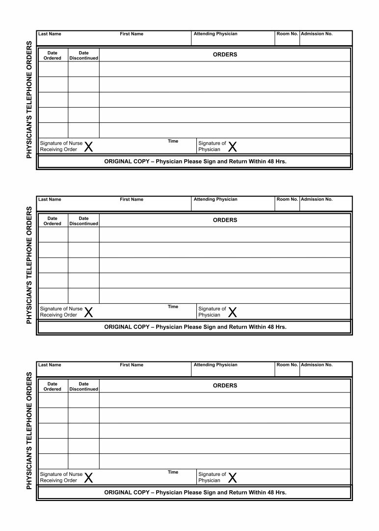 Printable Physician Order Form Template - Printable World Holiday