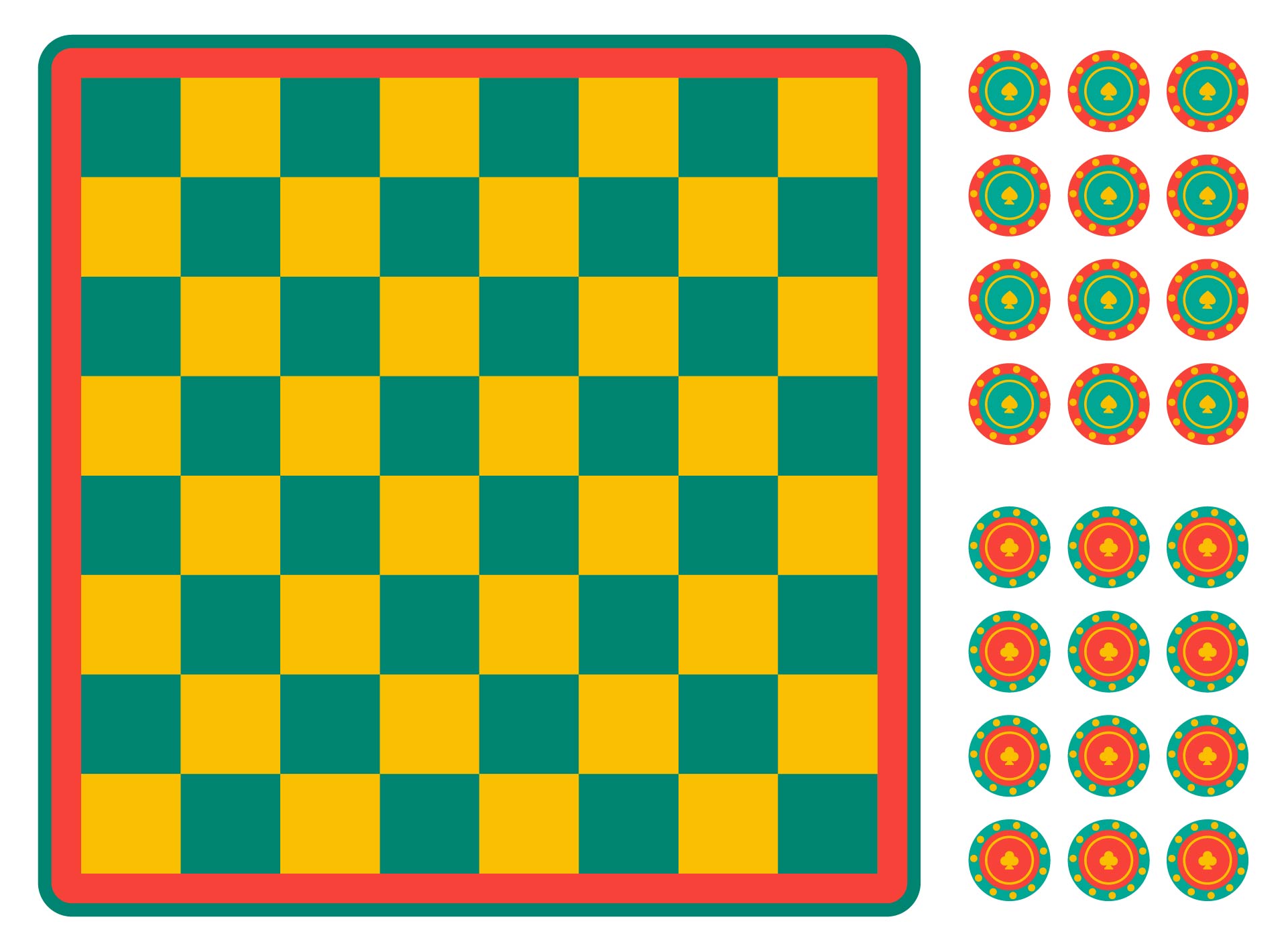 Printable Checkers Board Game Pieces
