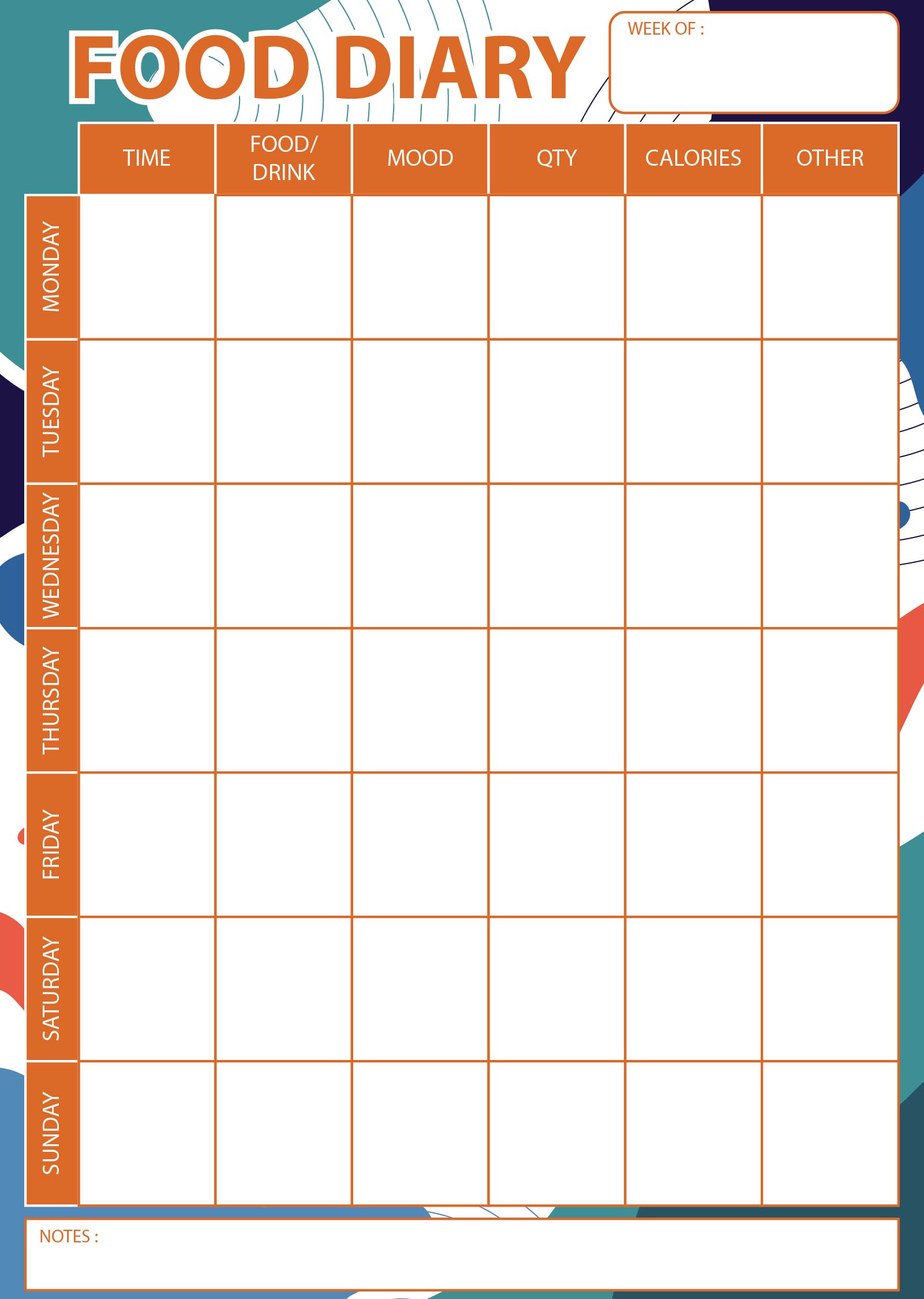  Printable Food Journal for Weight Loss