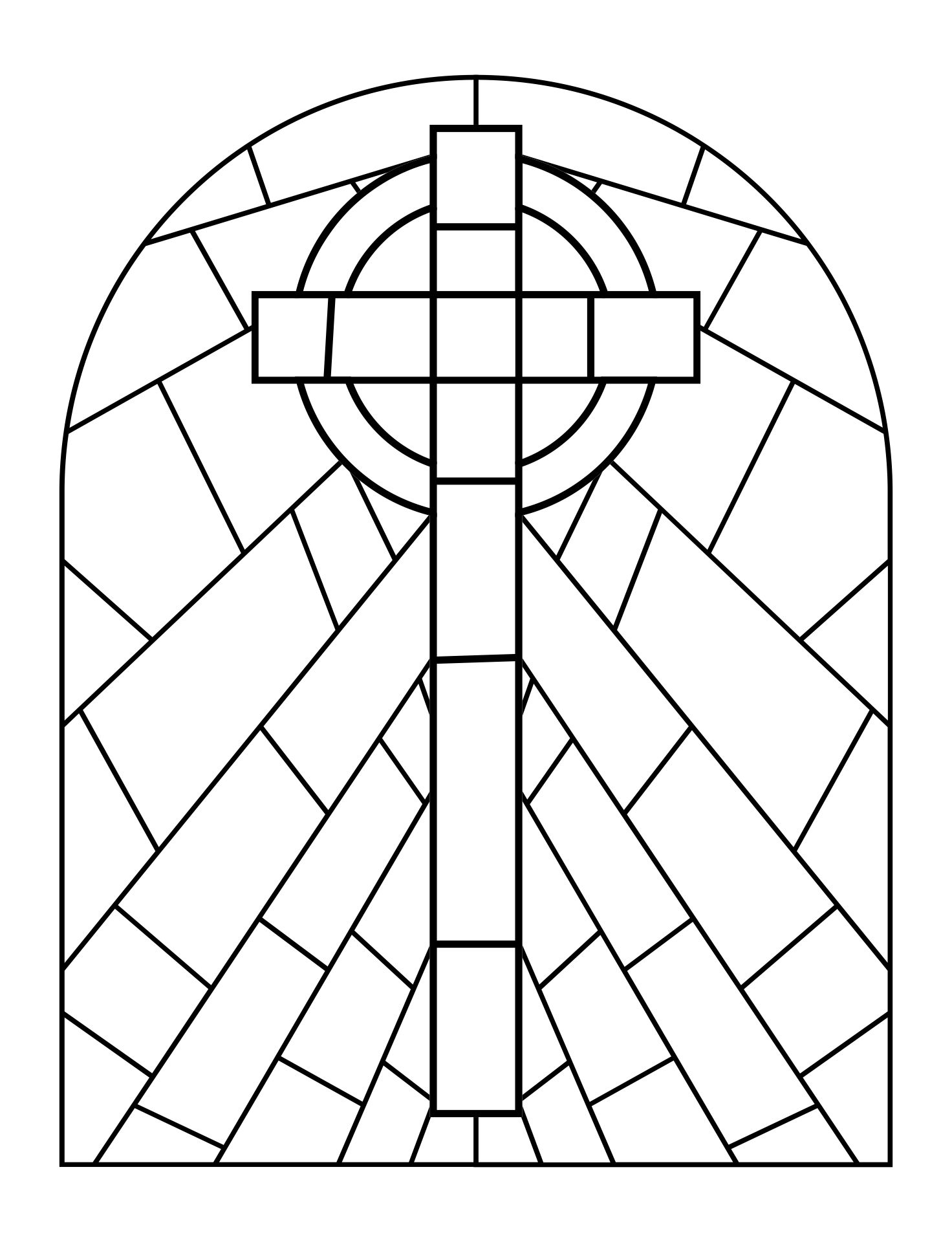 Stained Glass Cross Coloring Pages