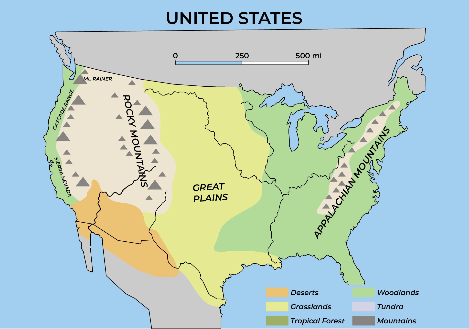 Us Physical Map Mountains