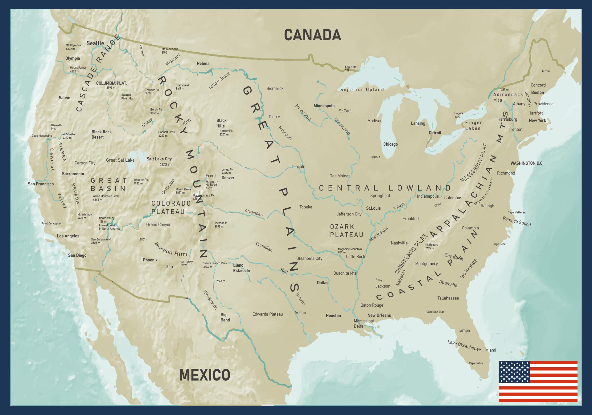 Us Physical Map United States