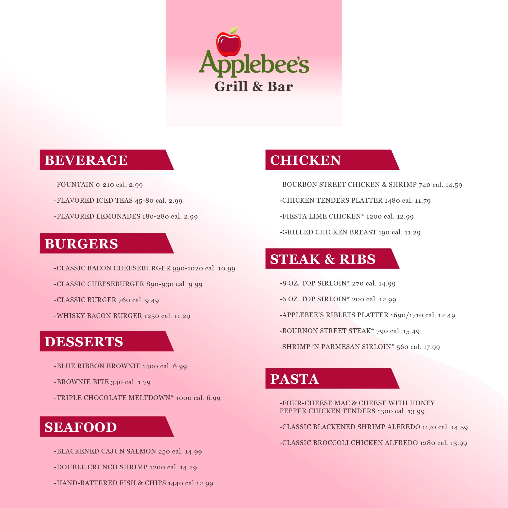 10 Best Printable Applebee's Menu With Price PDF for Free at Printablee