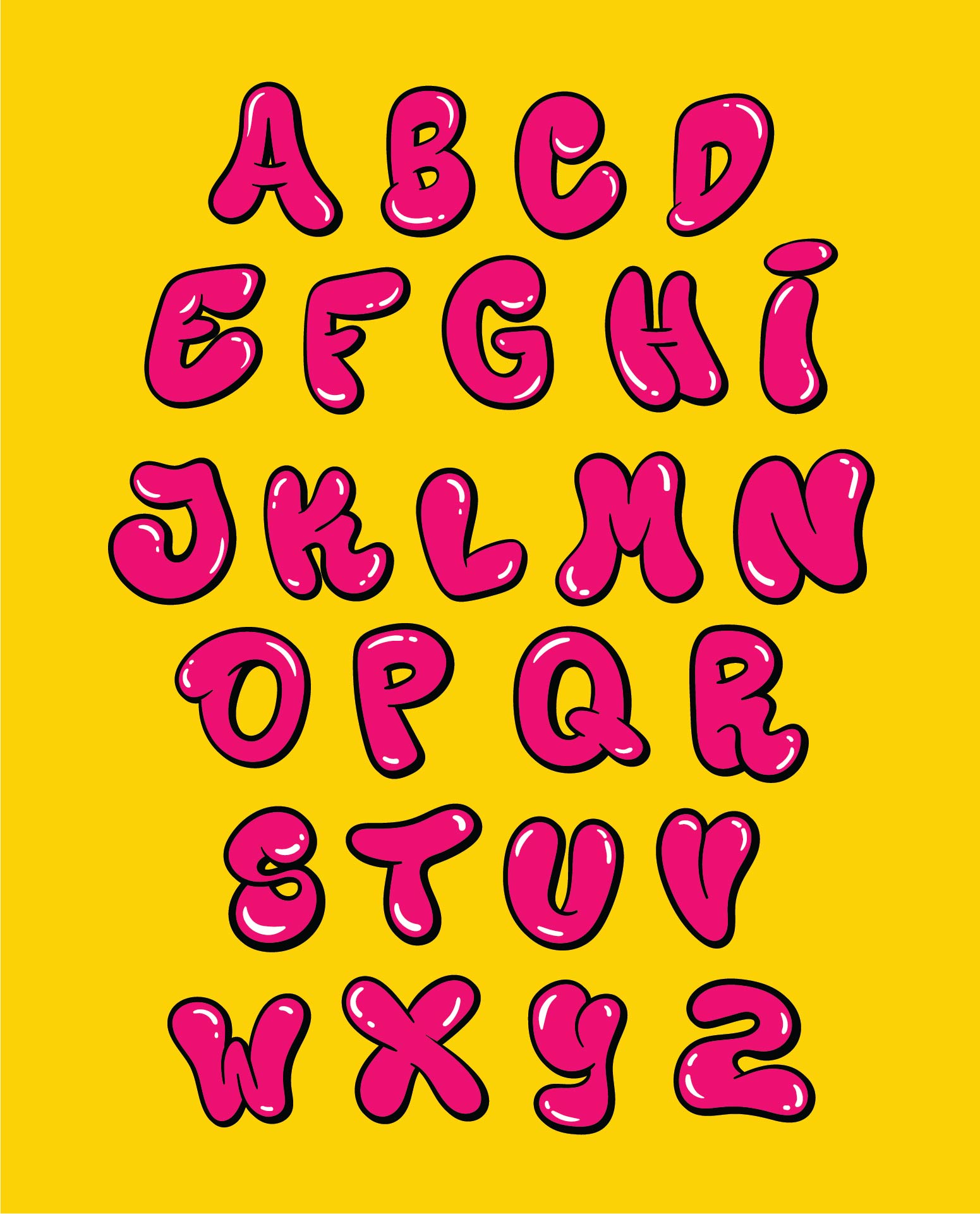 Art Bubble Letters Alphabet