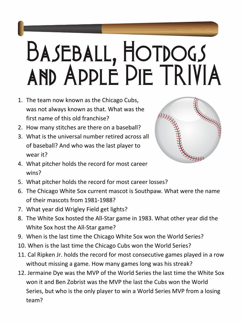 Printable Baseball Trivia Questions And Answers - Printable Word Searches