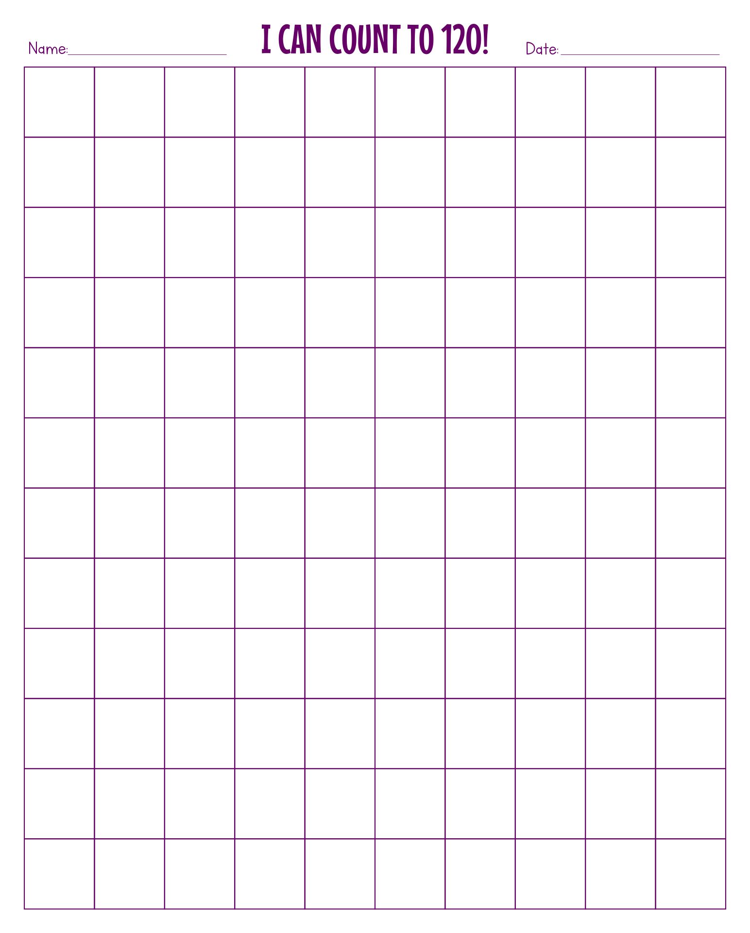 Blank 120 Chart 10 Free PDF Printables Printablee