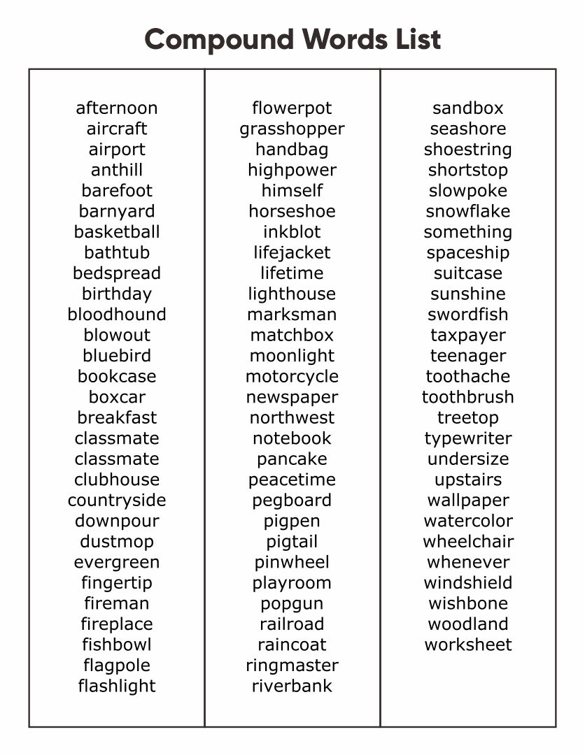 compound-words-first-grade-printable