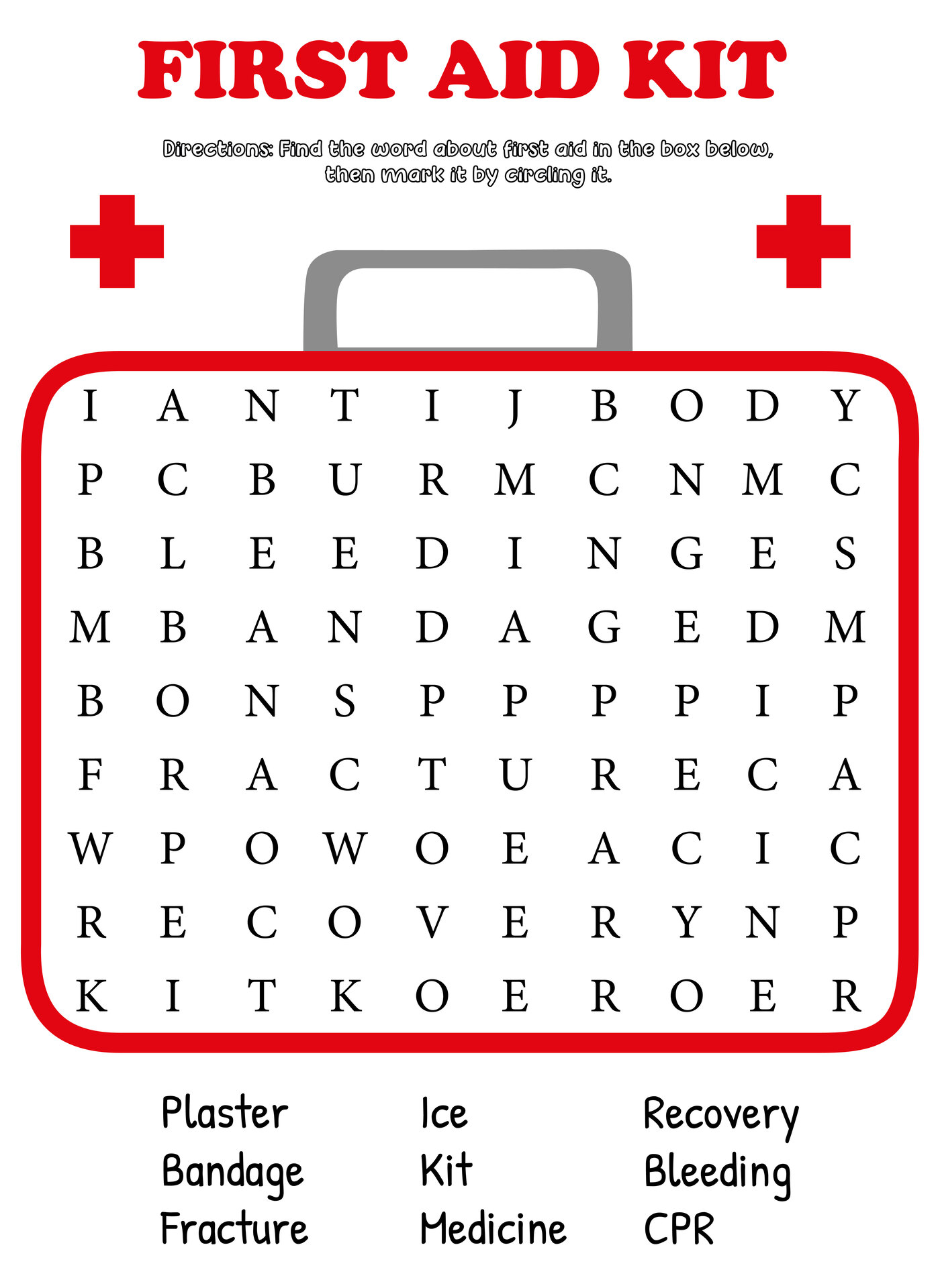 Printable First Aid Worksheets