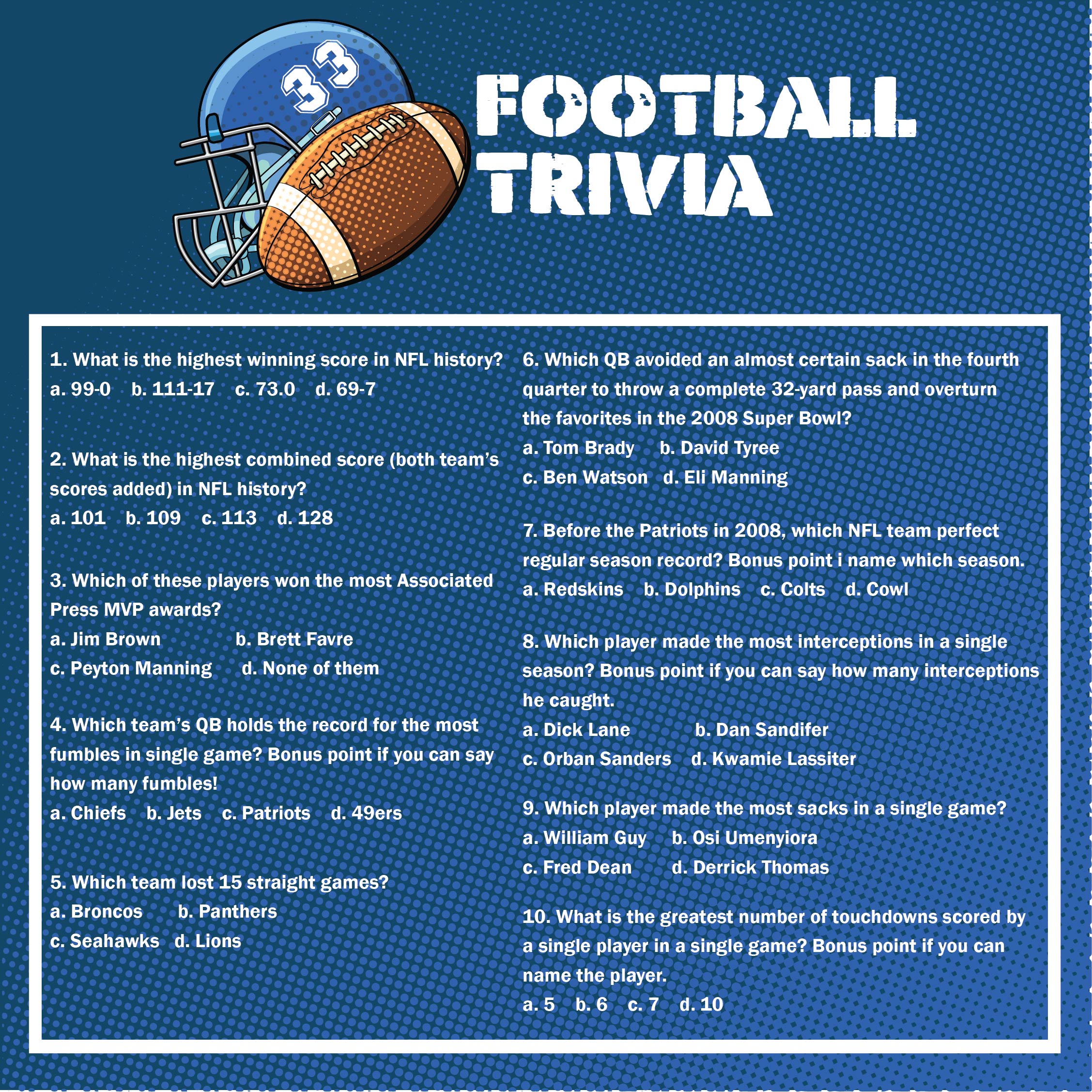 10 Best Printable Football Trivia Questions And Answers