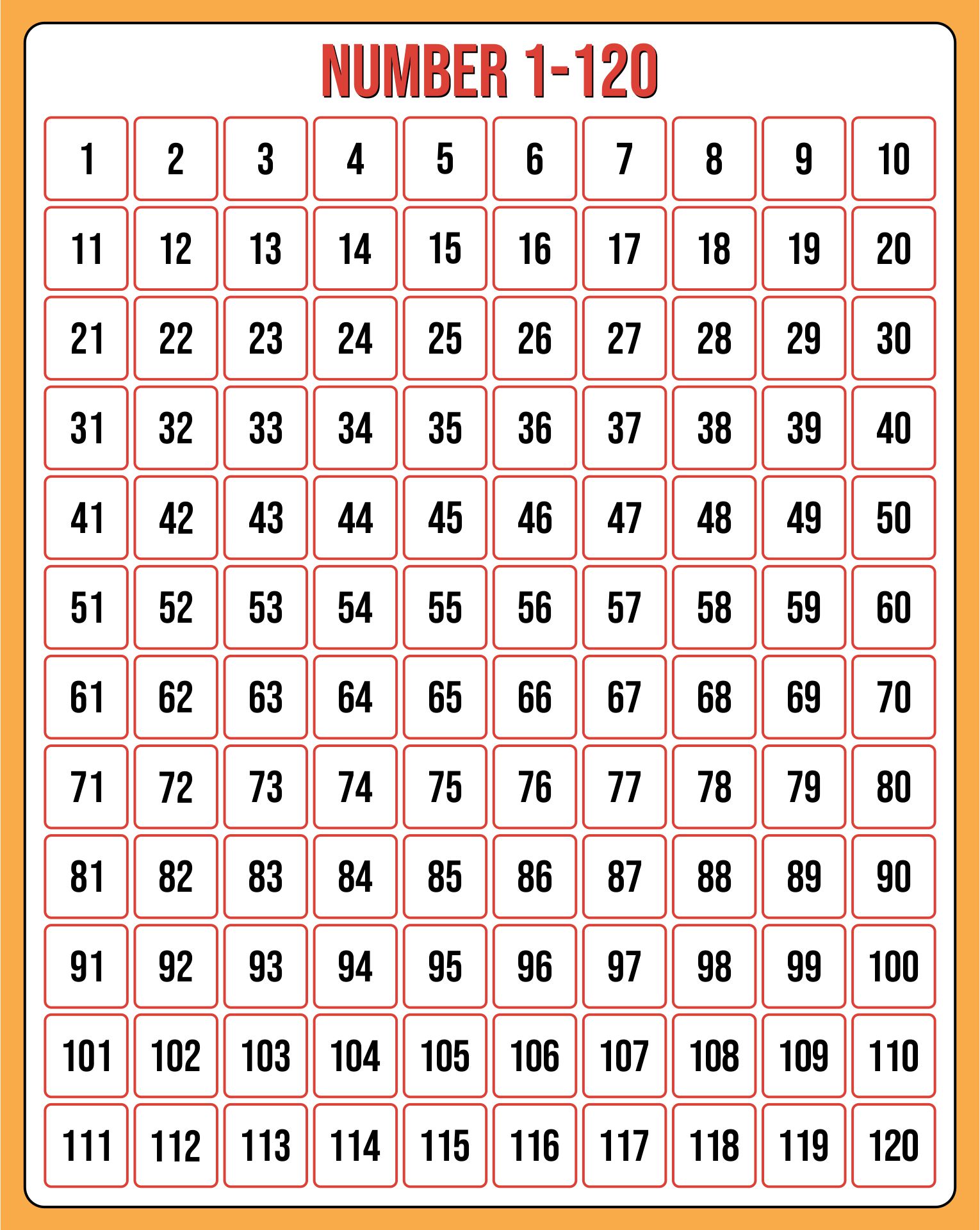 Free Printable 120 Chart