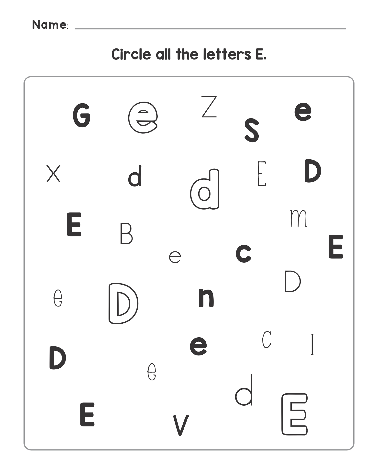 Printable Alphabet Letter E Worksheets