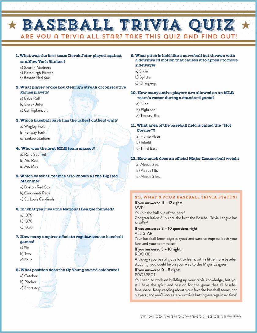 6 Best Printable Baseball Trivia And Answers Printablee Com