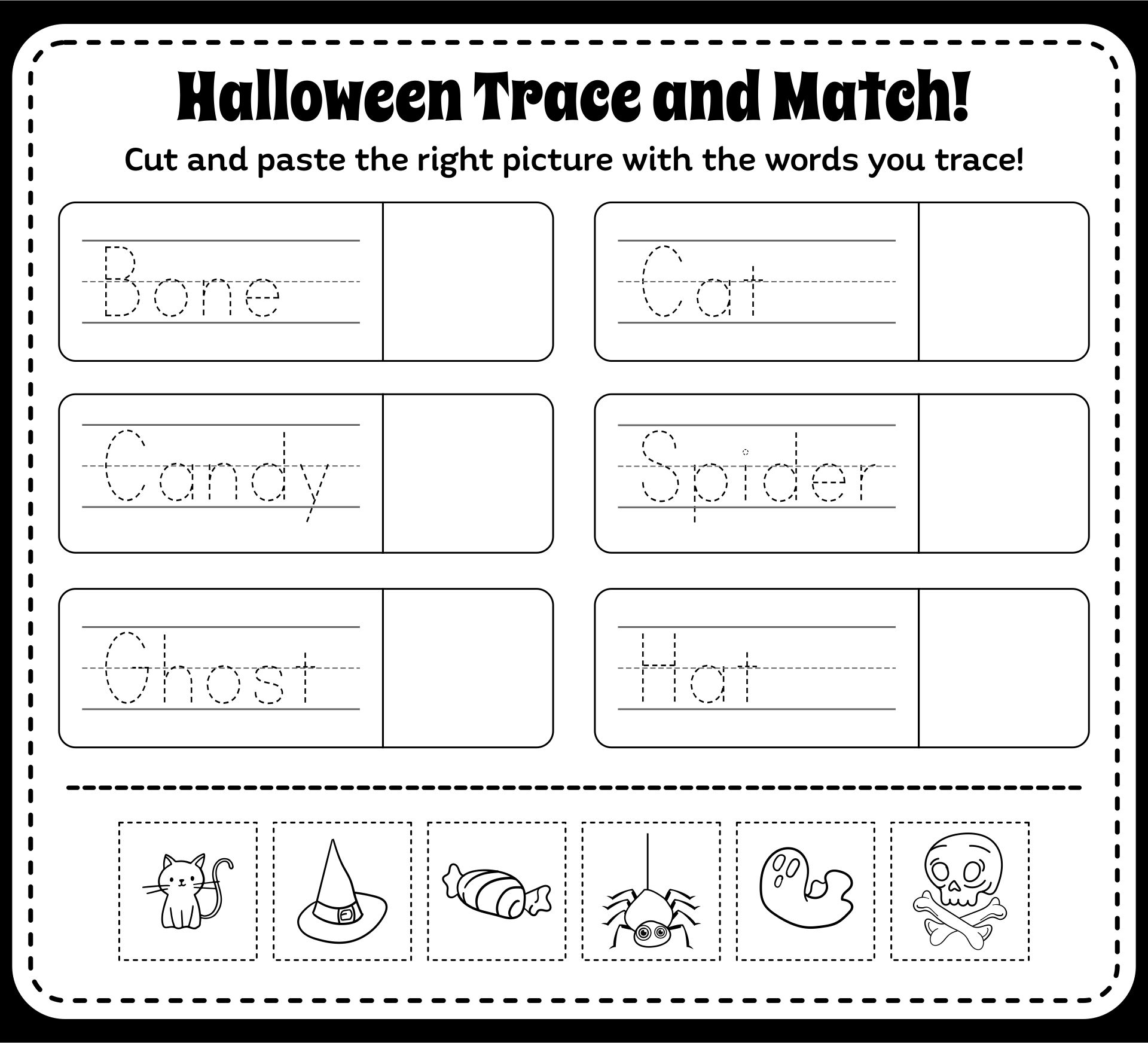 Kindergarten Halloween Worksheets Printables