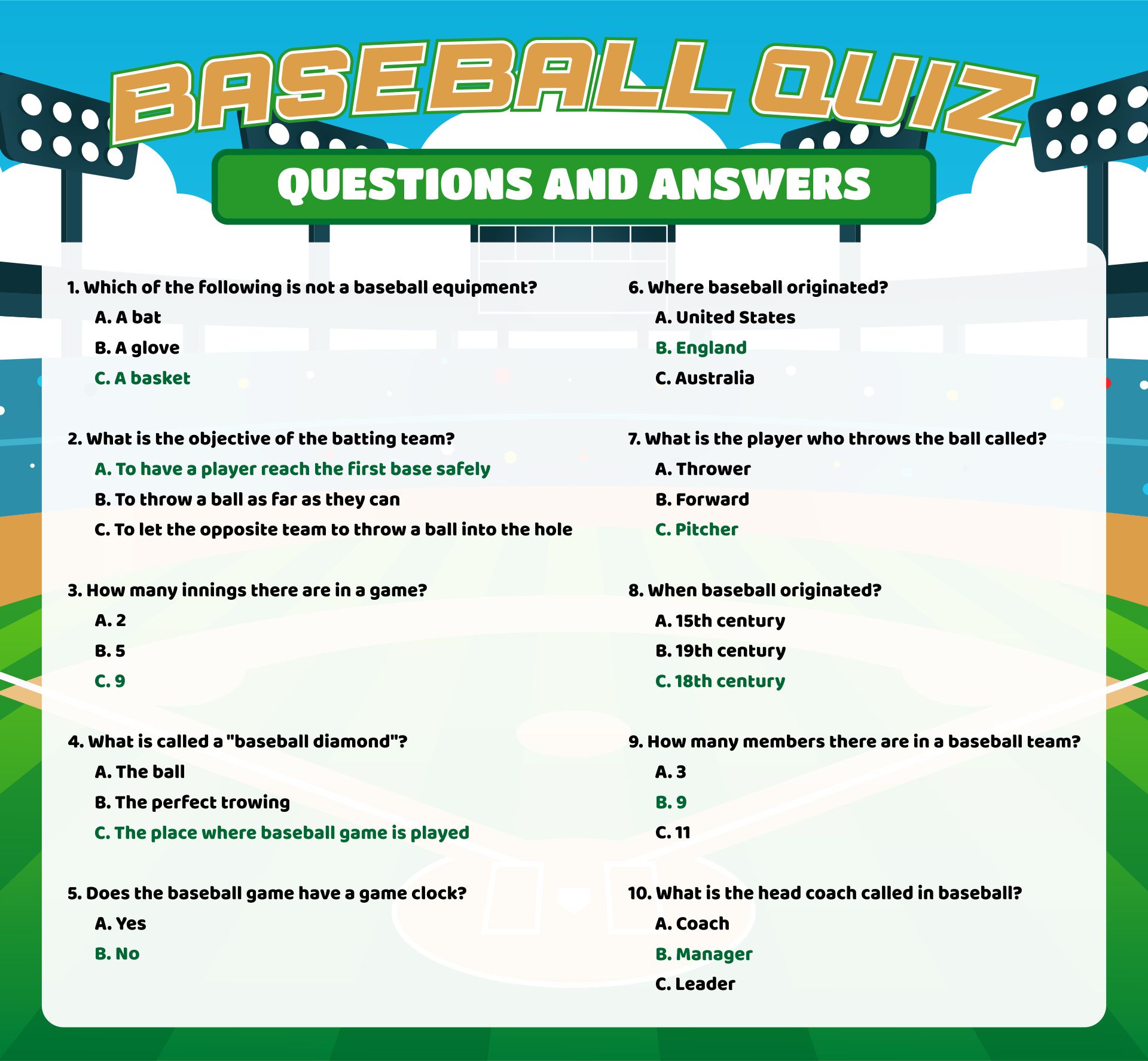 6 Best Printable Baseball Trivia And Answers