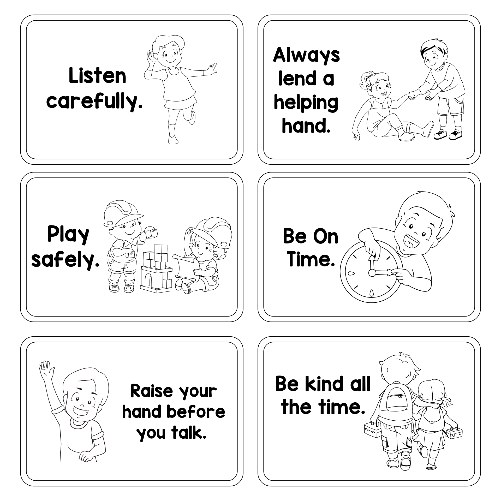 Preschool Classroom Rules Coloring Pages