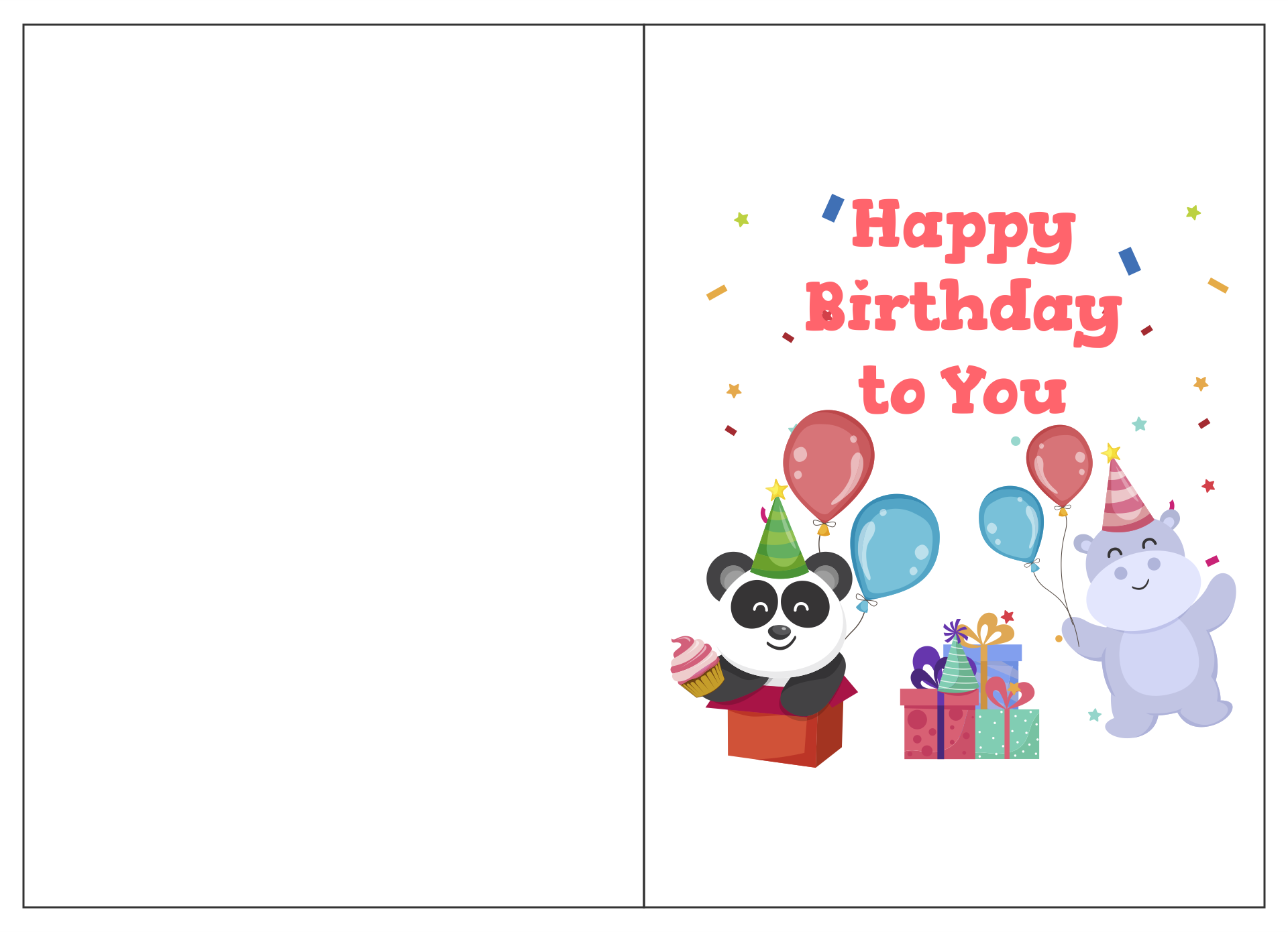 Printable Folding Birthday Cards for Kids