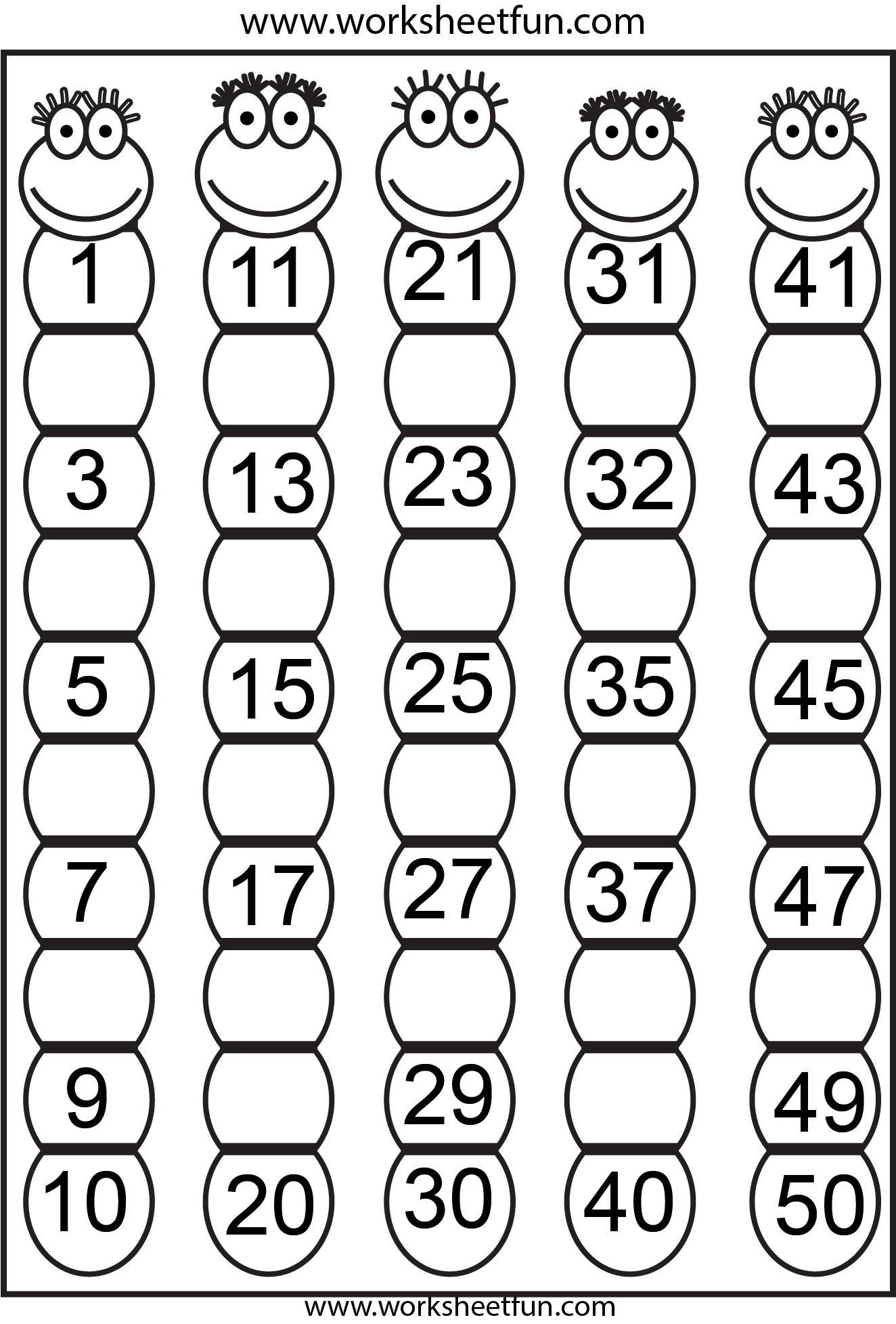 7 Best Images of Number Sheets 1 To 50 Printable