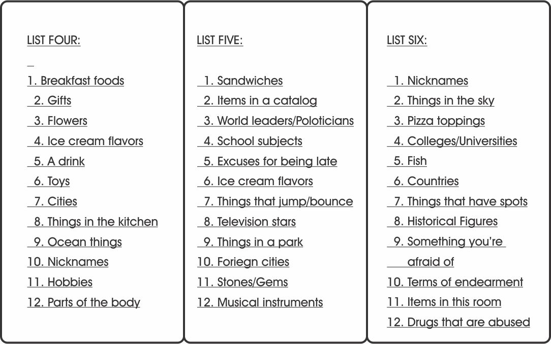 scattergories lists printable scattergories lists printable