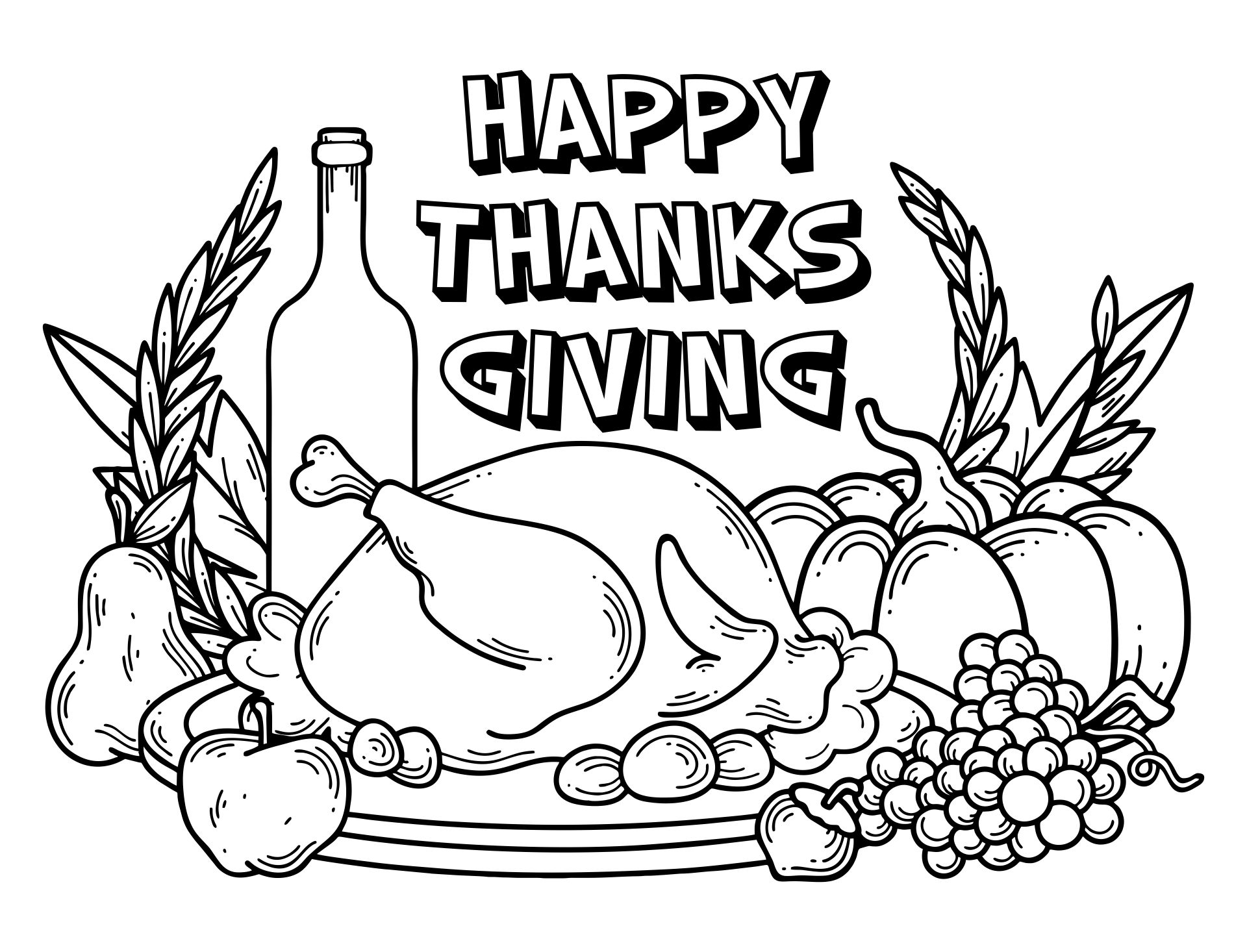 Thanksgiving Feast Coloring Pages Printable