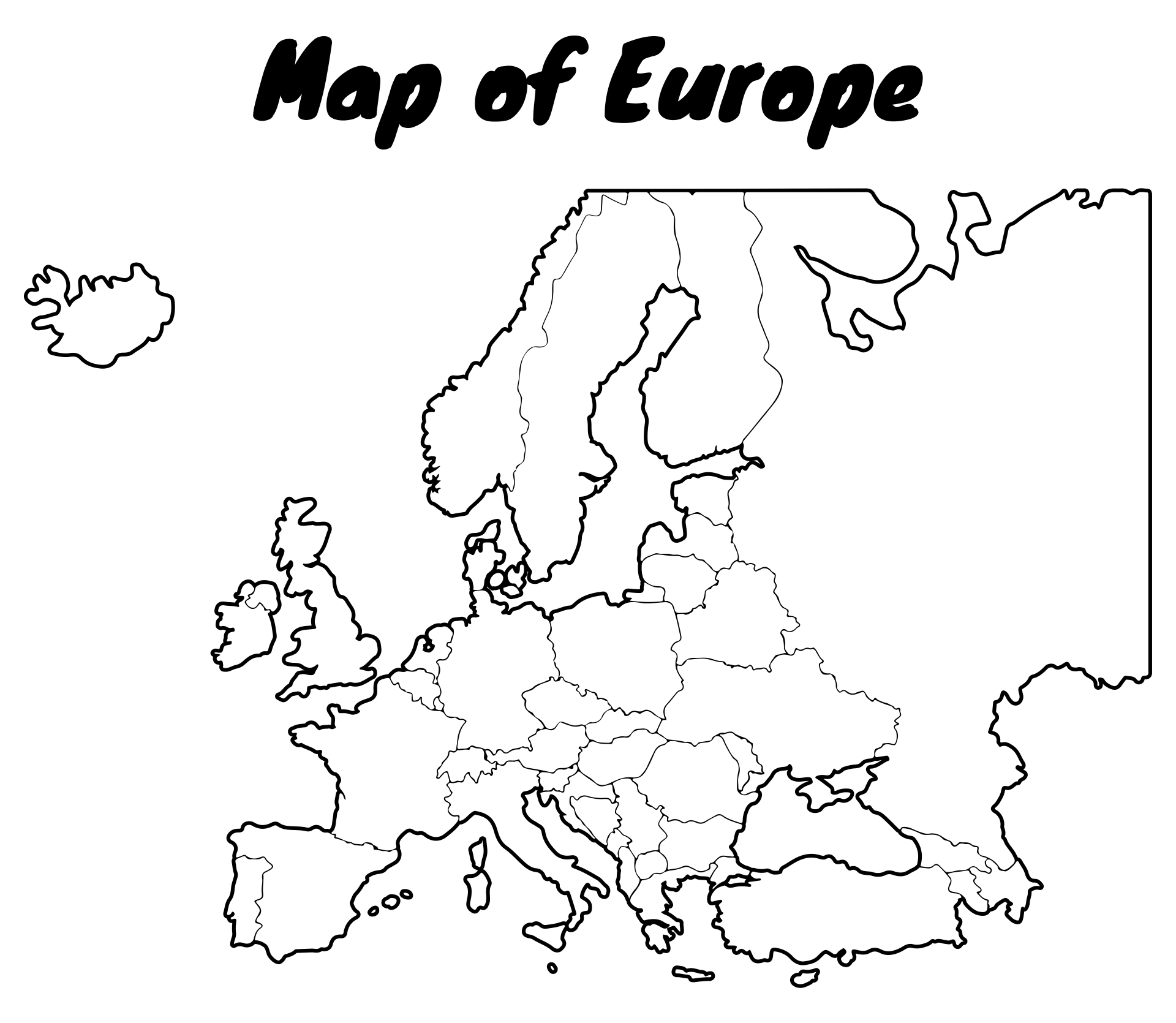 16 Best Black And White Printable Europe Map Printablee