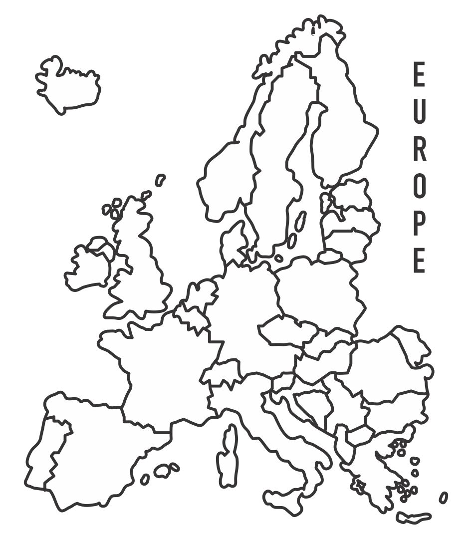 Blank Map of Europe Printable Black and White